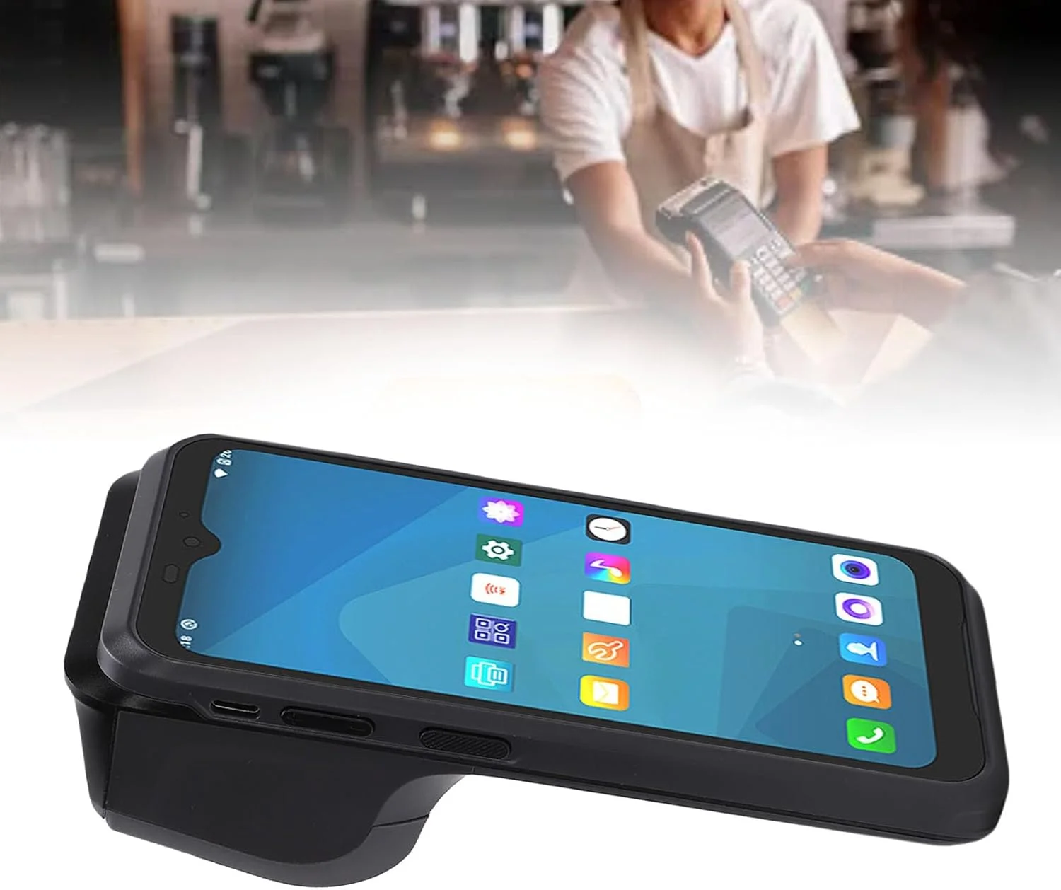 دستگاه چاپگر رسید POS دستی Depisuta، تبلت موبایل نقطه فروش با صفحه لمسی HD 6.2 اینچی، چاپگر حرارتی پرسرعت کاغذ 58 میلیمتری با دوربین 8 مگاپیکسلی داخلی، پشتیبانی از NFC، پشتیبانی از 2 گیگابایت رم + 16 گیگابایت دستگاه چاپگر رسید POS دستی Depisuta، تبلت موبایل نقطه فروش با صفحه لمسی HD 6.2 اینچی، چاپگر حرارتی پرسرعت کاغذ 58 میلیمتری با دوربین 8 مگاپیکسلی داخلی، پشتیبانی از NFC، پشتیبانی از 2 گیگابایت رم + 16 گیگابایت