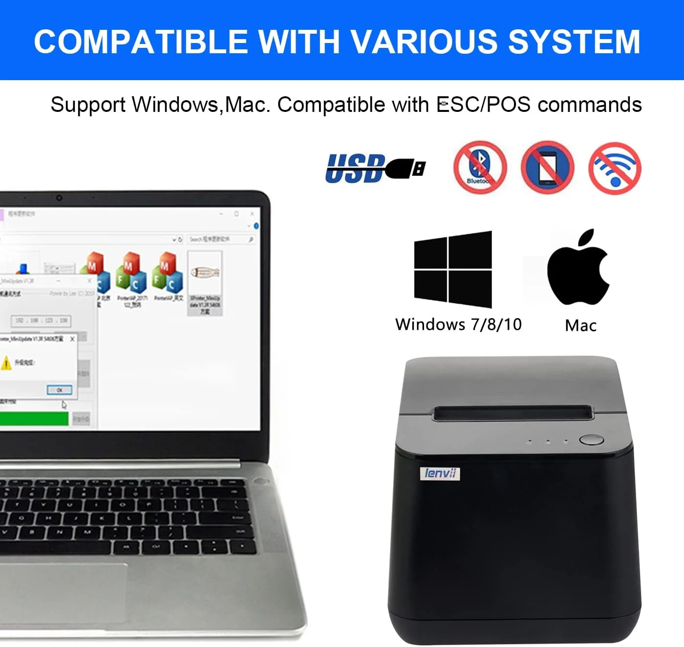 چاپگر حرارتی رسید 80 میلیمتری POS LENVII LV-R380 با برش خودکار، پورت USB و LAN، سازگار با ویندوز و مک، مناسب برای فروشگاههای خردهفروشی/سوپرمارکت/آشپزخانه/فروشگاه پوشاک و غیره چاپگر حرارتی رسید 80 میلیمتری POS LENVII LV-R380 با برش خودکار، پورت USB و LAN، سازگار با ویندوز و مک، مناسب برای فروشگاههای خردهفروشی/سوپرمارکت/آشپزخانه/فروشگاه پوشاک و غیره