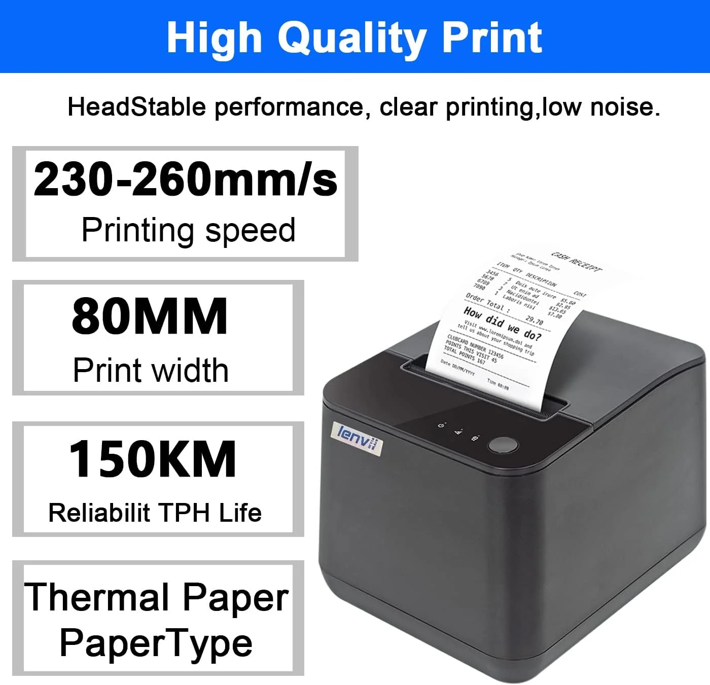 چاپگر حرارتی رسید 80 میلیمتری POS LENVII LV-R380 با برش خودکار، پورت USB و LAN، سازگار با ویندوز و مک، مناسب برای فروشگاههای خردهفروشی/سوپرمارکت/آشپزخانه/فروشگاه پوشاک و غیره چاپگر حرارتی رسید 80 میلیمتری POS LENVII LV-R380 با برش خودکار، پورت USB و LAN، سازگار با ویندوز و مک، مناسب برای فروشگاههای خردهفروشی/سوپرمارکت/آشپزخانه/فروشگاه پوشاک و غیره