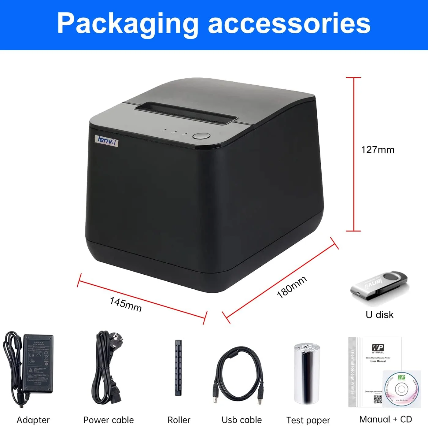 چاپگر حرارتی رسید 80 میلیمتری POS LENVII LV-R380 با برش خودکار، پورت USB و LAN، سازگار با ویندوز و مک، مناسب برای فروشگاههای خردهفروشی/سوپرمارکت/آشپزخانه/فروشگاه پوشاک و غیره چاپگر حرارتی رسید 80 میلیمتری POS LENVII LV-R380 با برش خودکار، پورت USB و LAN، سازگار با ویندوز و مک، مناسب برای فروشگاههای خردهفروشی/سوپرمارکت/آشپزخانه/فروشگاه پوشاک و غیره