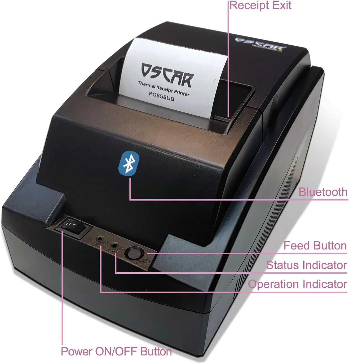 چاپگر حرارتی رسید 58 میلیمتری (2 اینچی) OSCAR Value Your Business POS58UB | USB+Bluetooth | پشتیبانی از ESC/POS و TSPL | آداپتور برق داخلی | رنگ مشکی چاپگر حرارتی رسید 58 میلیمتری (2 اینچی) OSCAR Value Your Business POS58UB | USB+Bluetooth | پشتیبانی از ESC/POS و TSPL | آداپتور برق داخلی | رنگ مشکی