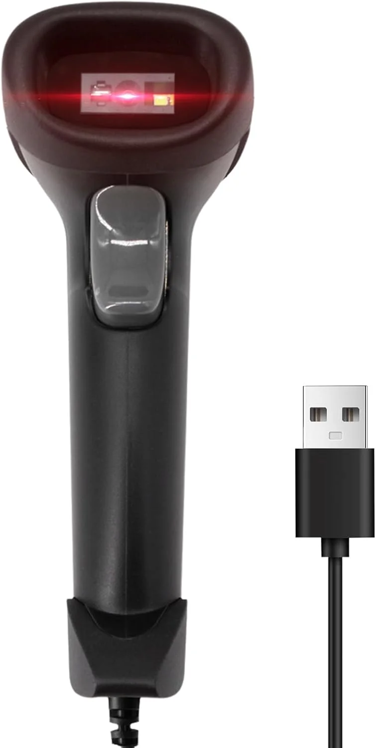 اسکنر بارکد USB دستی با حسگر CMOS، کدخوان دوبُعدی و تک‌بُعدی QR، اتصال آسان و بدون نیاز به نصب، پشتیبانی از حسگر خودکار و اسکن مداوم، کابل USB بلند برای پرداخت موبایلی، سوپرمارکت، فروشگاه خرده‌فروشی، خواربارفروشی و انبار