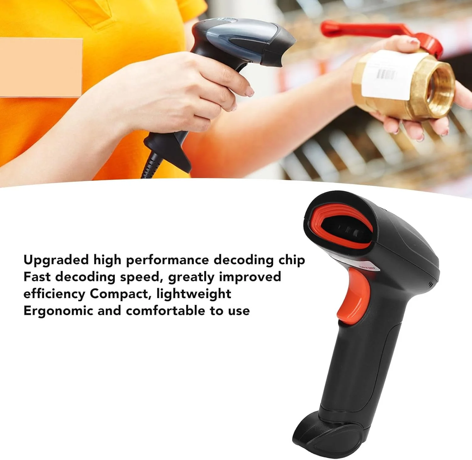 اسکنر بارکد بی سیم 2 4G و کد 1D با دقت بالا، اسکن سریع و رمزگشایی برای سوپرمارکت، انبار اکسپرس و صنایع مختلف