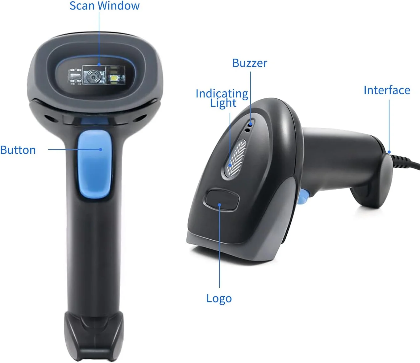 بارکد خوان Marhynchus، اسکنر بارکد و QR کد حرفه ای 1D 2D QR، بی سیم 2.4G USB سیمی با باتری 1200mAh برای سوپرمارکت، خرده فروشی، کتابخانه، لجستیک، انبار