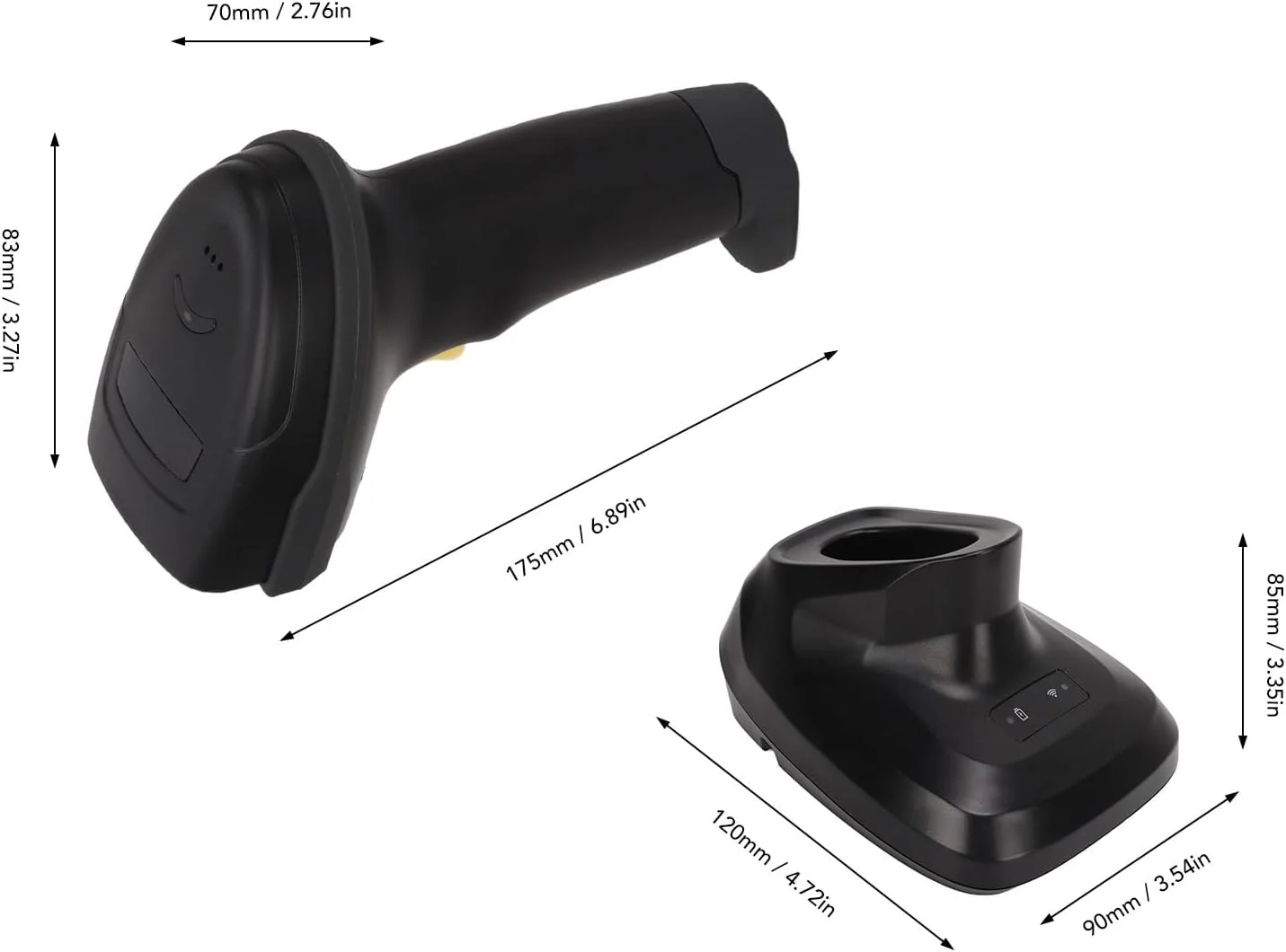 اسکنر بارکد دستی Marhynchus، اسکن سریع بارکد دوبعدی بی‌سیم 2.4G با پایه شارژ و دریافت‌کننده برای فروشگاه، سوپرمارکت، انبار