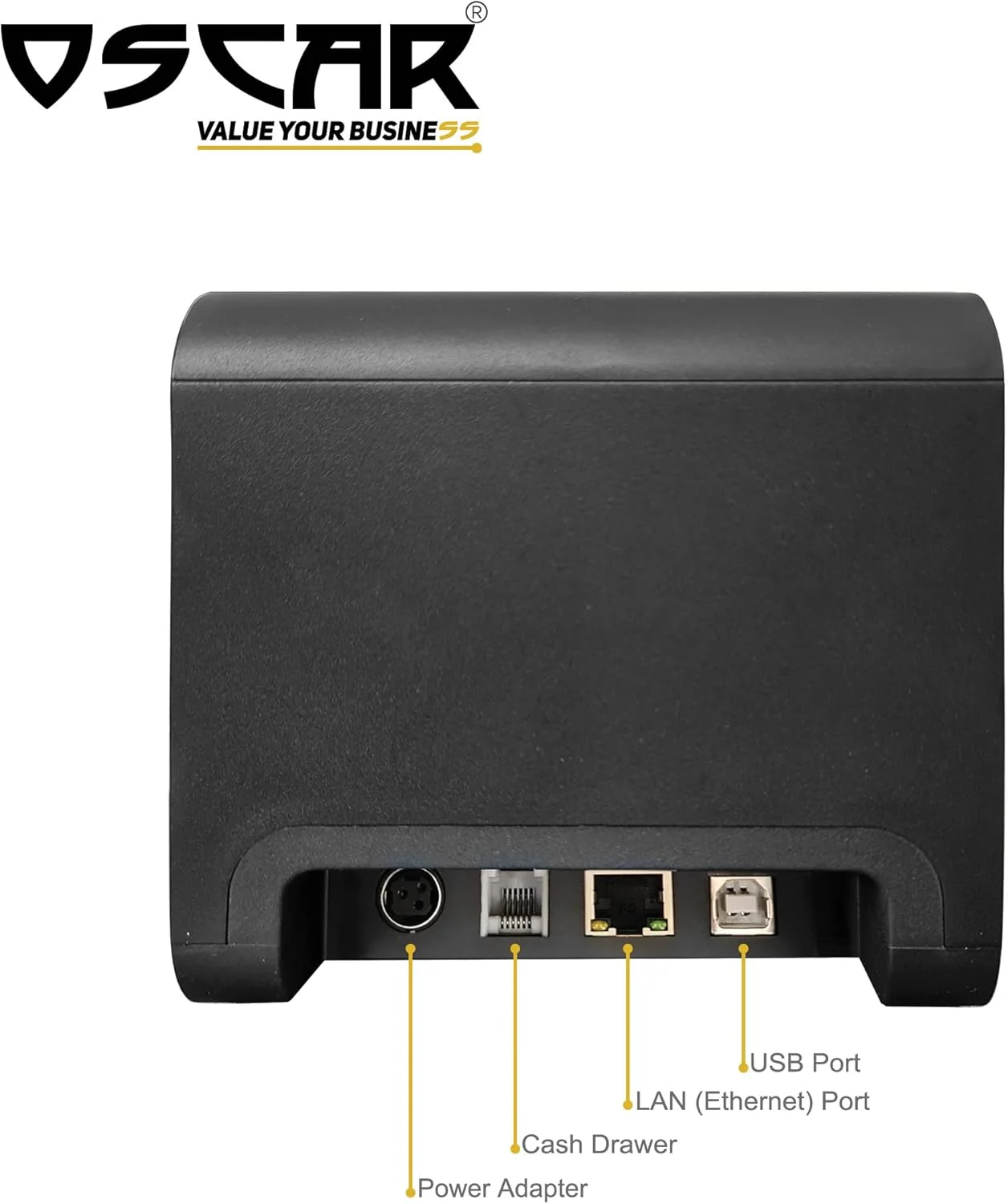 چاپگر رسید حرارتی 80 میلی‌متری OSCAR POS88H با برش خودکار، USB+LAN و پشتیبانی از ESC-POS (مشکی)