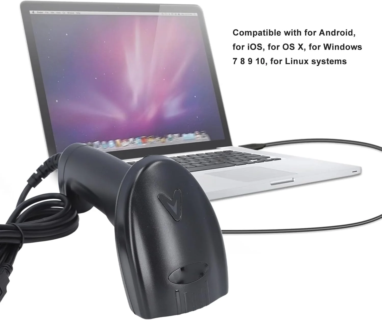 بارکد خوان دستی سیمی USB 1D 2D، اسکن سریع بارکد برای فروشگاه خرده فروشی، سازگاری گسترده