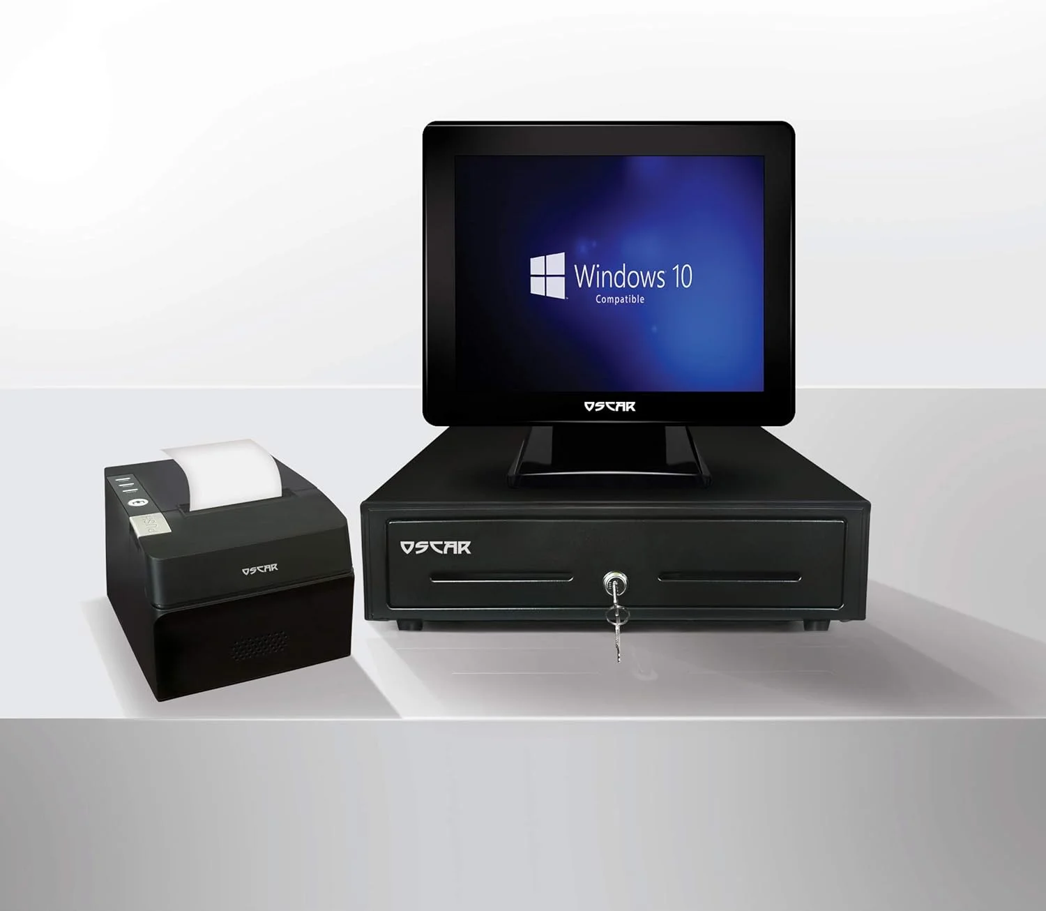 سیستم فروشگاهی OSCAR Value Your Business با پردازنده Core i5 / رم 4 گیگابایت / SSD 128 گیگابایت | ترمینال POS لمسی 15 اینچی + چاپگر حرارتی رسید 80 میلی‌متری + کشوی پول 5 اسکناس 8 سکه (بدون نرم افزار POS)