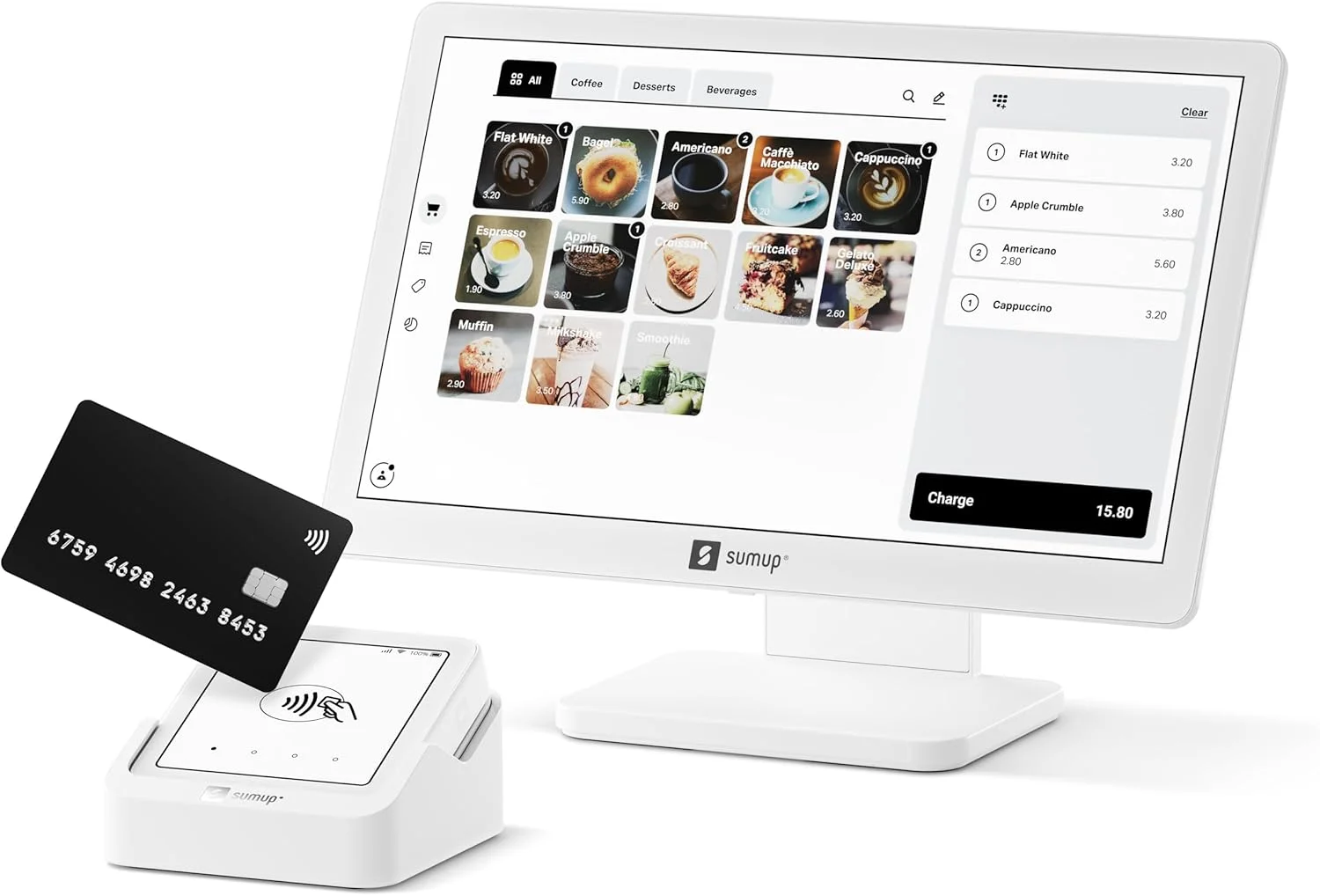 دستگاه کارتخوان SumUp Point of Sale Lite + Solo - سیستم POS برای پرداخت آسان - راه اندازی سریع. بدون قرارداد، انعطاف پذیری کامل (دستگاه کارتخوان SumUp POS Lite + Solo)