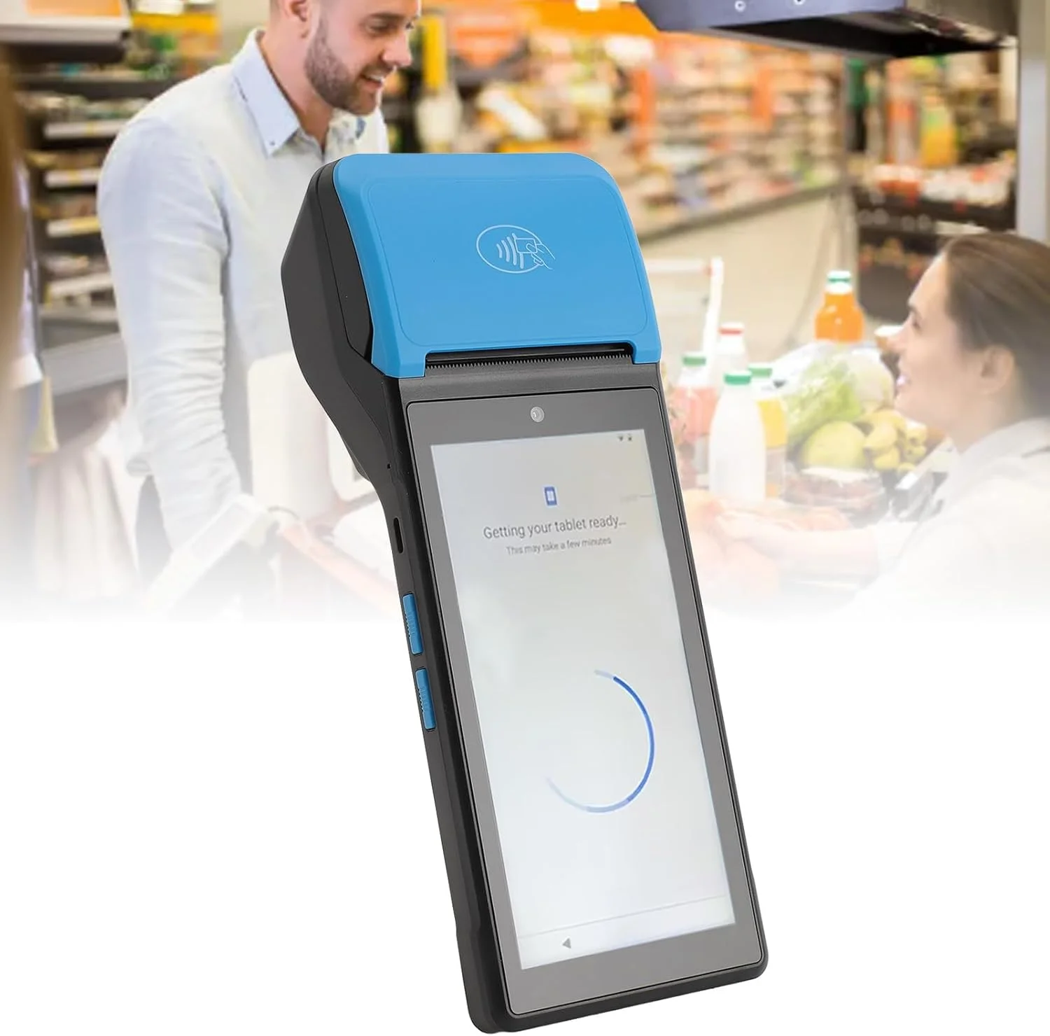 پرینتر رسید POS دستی Gugxiom، پرینتر حرارتی POS 58 میلی‌متری 1080P با صفحه لمسی 5.5 اینچی و سیستم عامل Android 12.0، پشتیبانی از 3/4/5G، WiFi، بلوتوث، NFC. 2 گیگابایت رم 16 گیگابایت رام (اوراسیا)