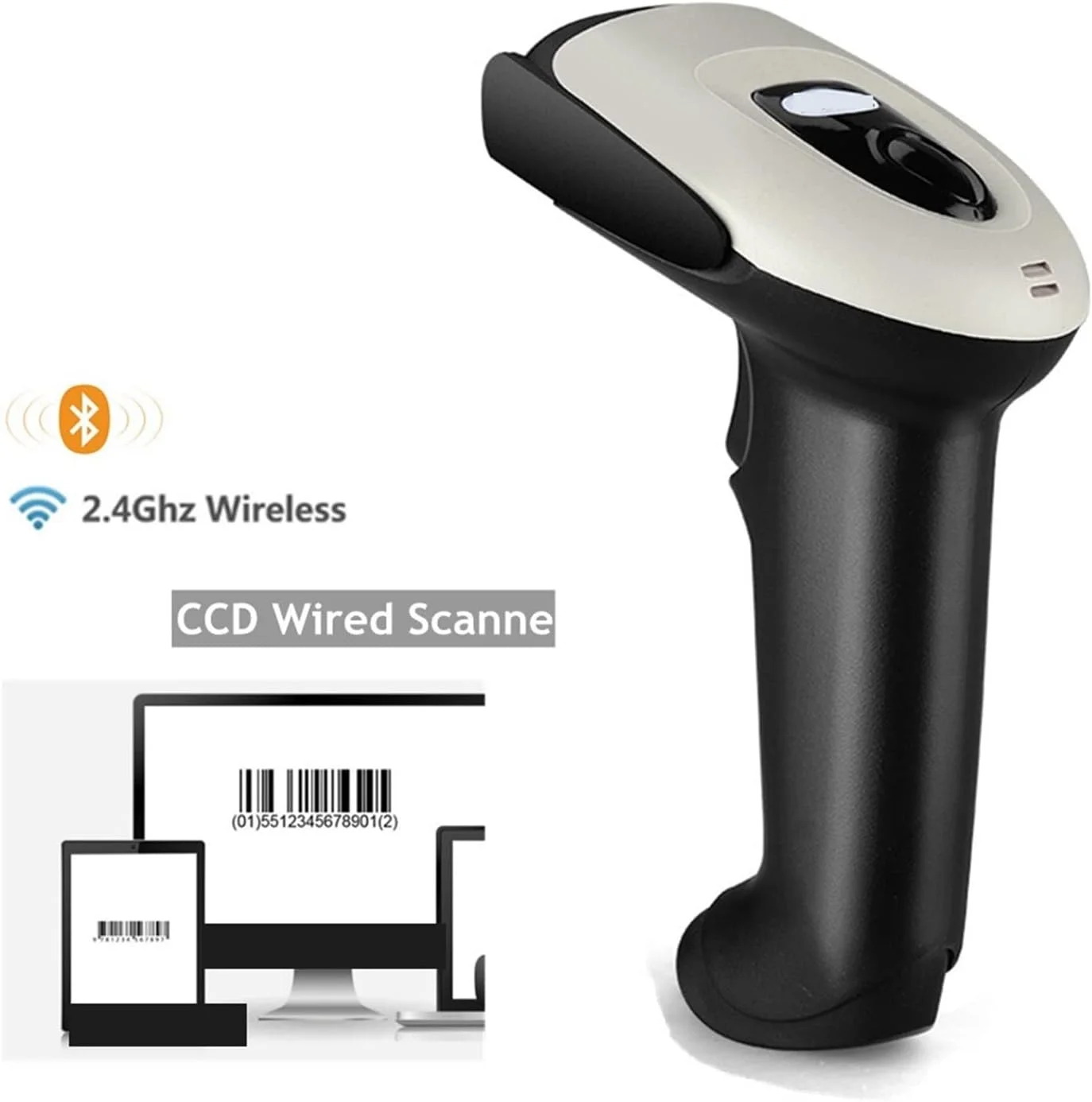 بارکد خوان دستی GDJmnbv بلوتوثی CCD، بارکد خوان بلوتوثی 2.4 گیگاهرتز، اتصال USB سیمی بی سیم، بارکد خوان 1D 2D دستی، اسکن تصویر CCD (رنگ: 1، سایز: گزینه 2)(گزینه بارکد خوان دستی GDJmnbv بلوتوثی CCD، بارکد خوان بلوتوثی 2.4 گیگاهرتز، اتصال USB سیمی بی سیم، بارکد خوان 1D 2D دستی، اسکن تصویر CCD (رنگ: 1، سایز: گزینه 2)(گزینه