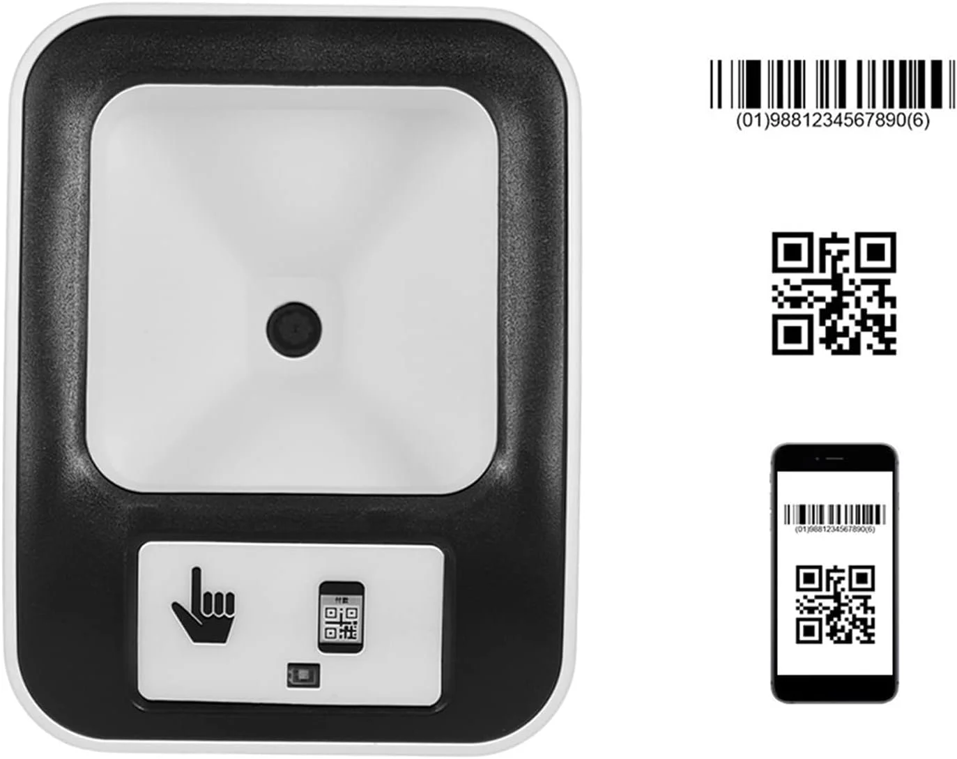 اسکنر بارکد بریلوکسا مدل 2200، اسکنر USB چند جهته رومیزی تصویربرداری CMOS یک بعدی و دو بعدی QR، بارکد خوان USB برای اسکن صفحه نمایش و برچسب