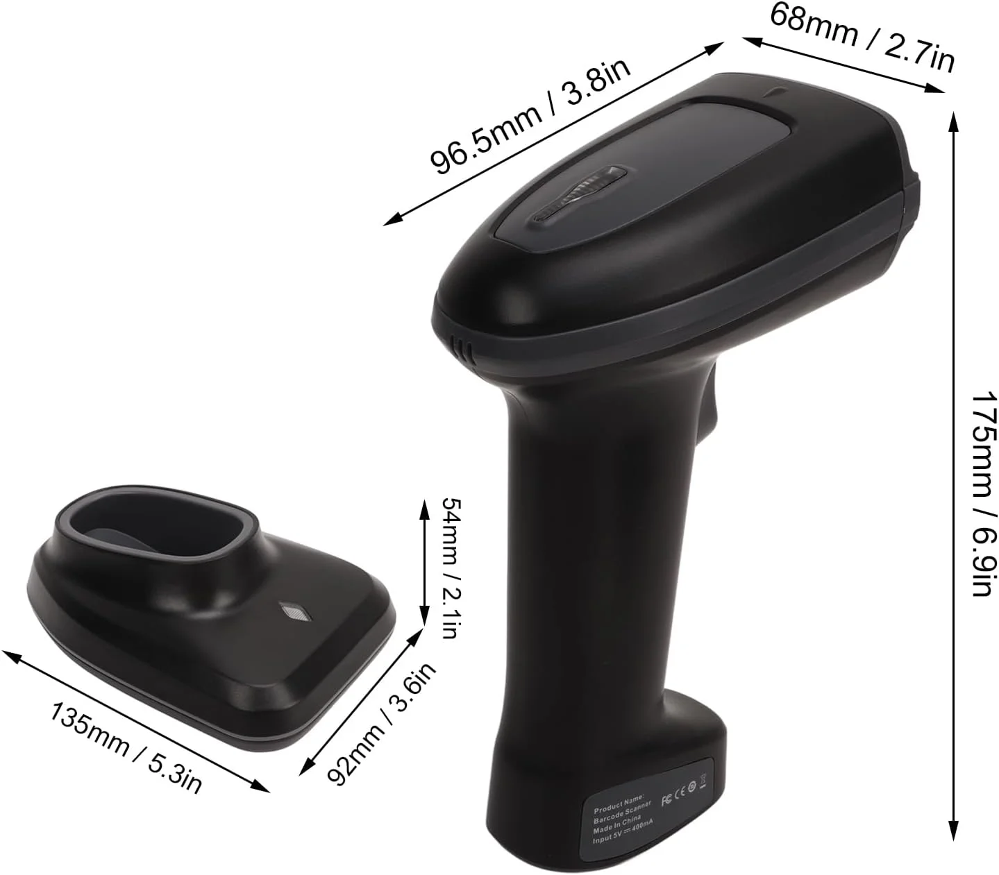 اسکنر بارکد NDNCZDHC با پایه، اسکنر بارکد بلوتوثی 2.4G اسکنر کد QR برای انبار، کتابخانه، سوپرمارکت