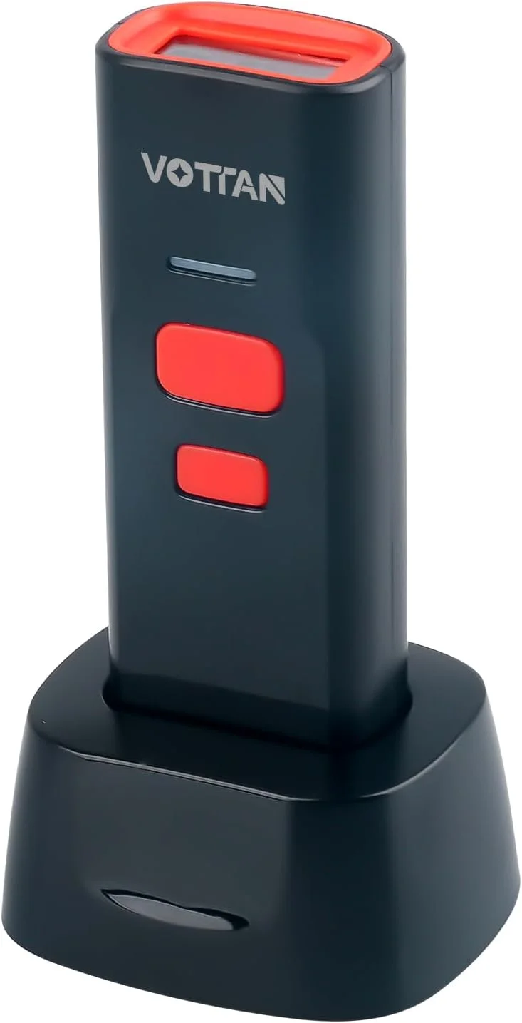 اسکنر بارکد QR بلوتوثی VOTTAN با پایه شارژ، بارکد خوان جیبی 1D 2D PDF417 UPC، اسکنر بارکد بی سیم 3 در 1 قابل شارژ اتوماتیک برای POS، PC، iOS، Android