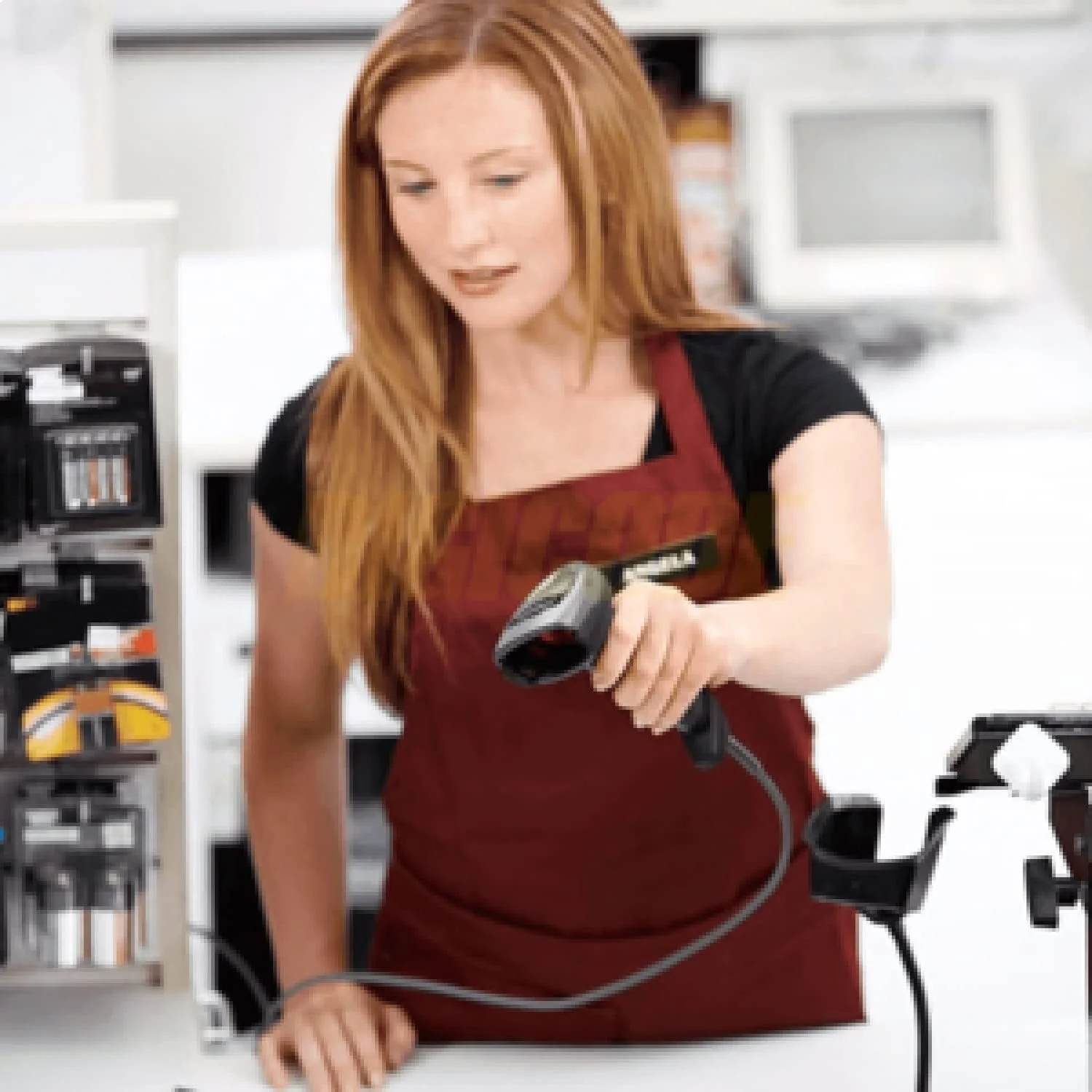 اسکنر بارکد سیمی دستی ZEBRA DS2208-USB همراه با پایه، کابل USB محافظ دار، مشکی، قابل اعتماد، بادوام، کیفیت و بهترین عملکرد برای اسکن بارکد در خرده فروشی مواد غذایی، پشتیبانی از WIN/IOS/ANDROID.