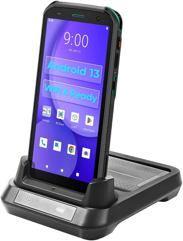بارکد اسکنر FYJ اندروید 13 با صفحه نمایش 5.5 اینچی، 4 گیگابایت رم + 64 گیگابایت حافظه داخلی، PDA مقاوم و کامپیوتر موبایل دستی با اسکنر بارکد 1D/2D/QR برای انبار، لجستیک، موجودی