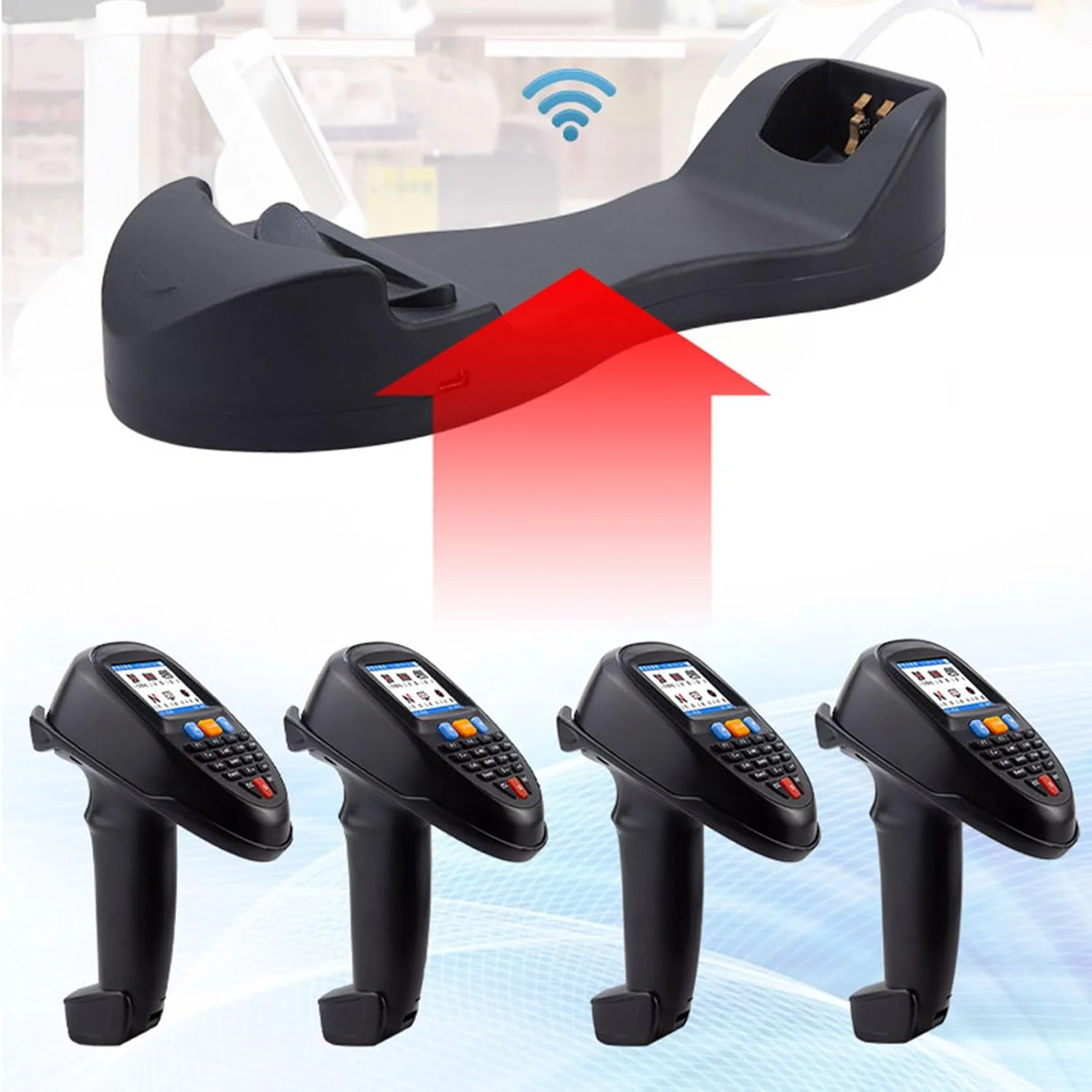 اسکنر بارکد بی سیم 2.4 گیگاهرتز Tihebeyan، بارکد خوان دستی USB 1 بعدی با پایه شارژ برای سوپرمارکت ها، فروشگاه های خرده فروشی و انبارها اسکنر بارکد بی سیم 2.4 گیگاهرتز Tihebeyan، بارکد خوان دستی USB 1 بعدی با پایه شارژ برای سوپرمارکت ها، فروشگاه های خرده فروشی و انبارها