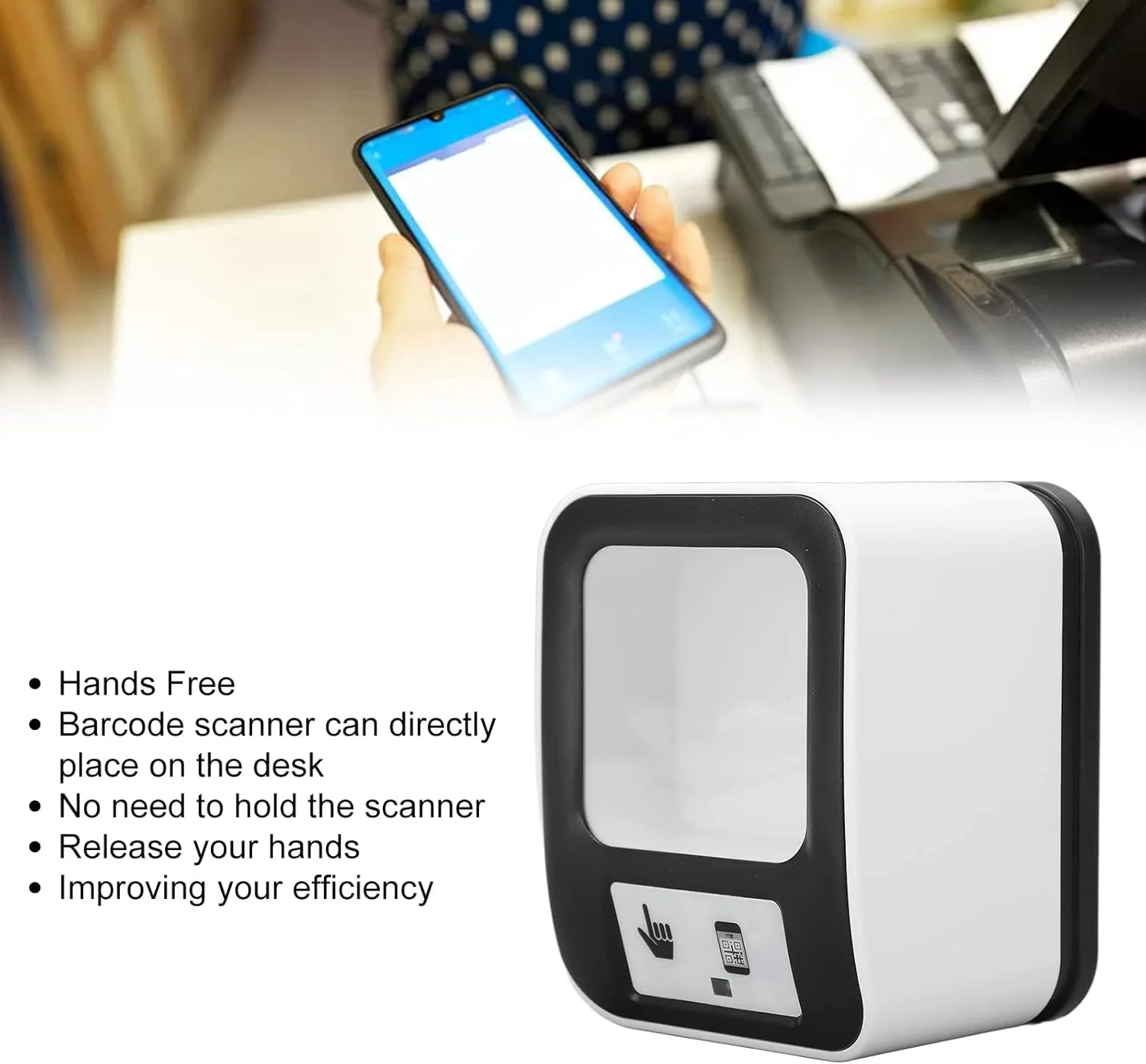 اسکنر بارکد Vomeko اسکنر کد QR USB چند جهته هندزفری اسکنر بارکد رومیزی برای پرداخت موبایلی اسکنر بارکد Vomeko اسکنر کد QR USB چند جهته هندزفری اسکنر بارکد رومیزی برای پرداخت موبایلی