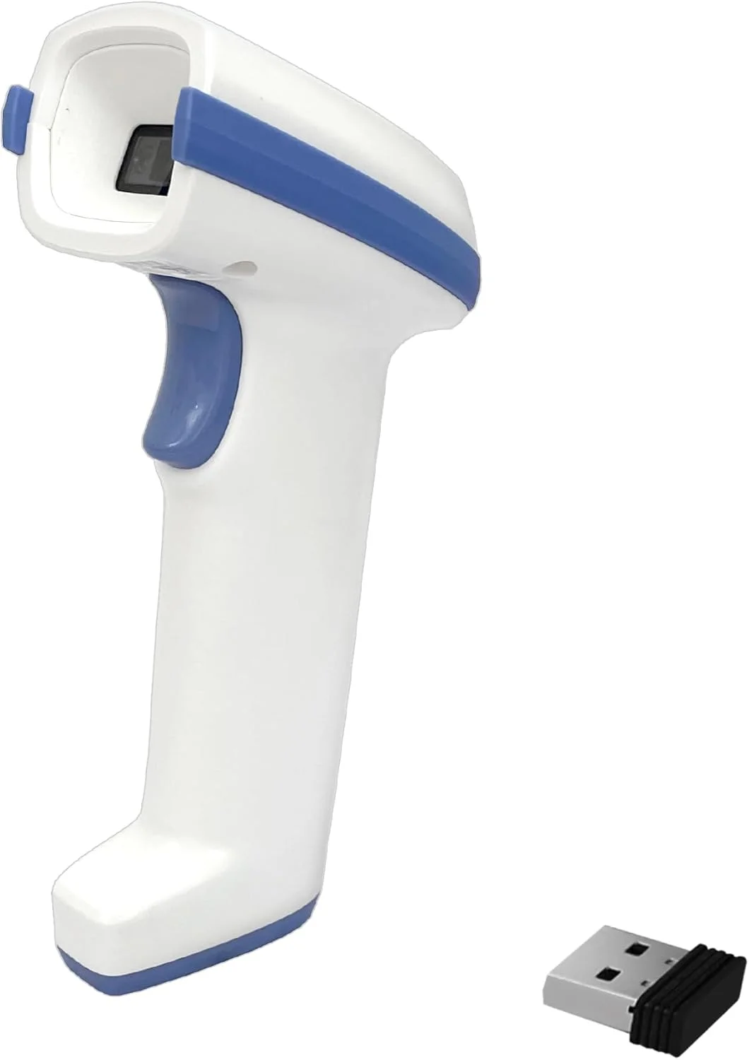 اسکنر بارکد بی سیم بهداشتی AMBIR BR212، نور LED، اسکنر 1D/2D/QR، سازگار با ویندوز، مک، لینوکس و اندروید، سفید/آبی