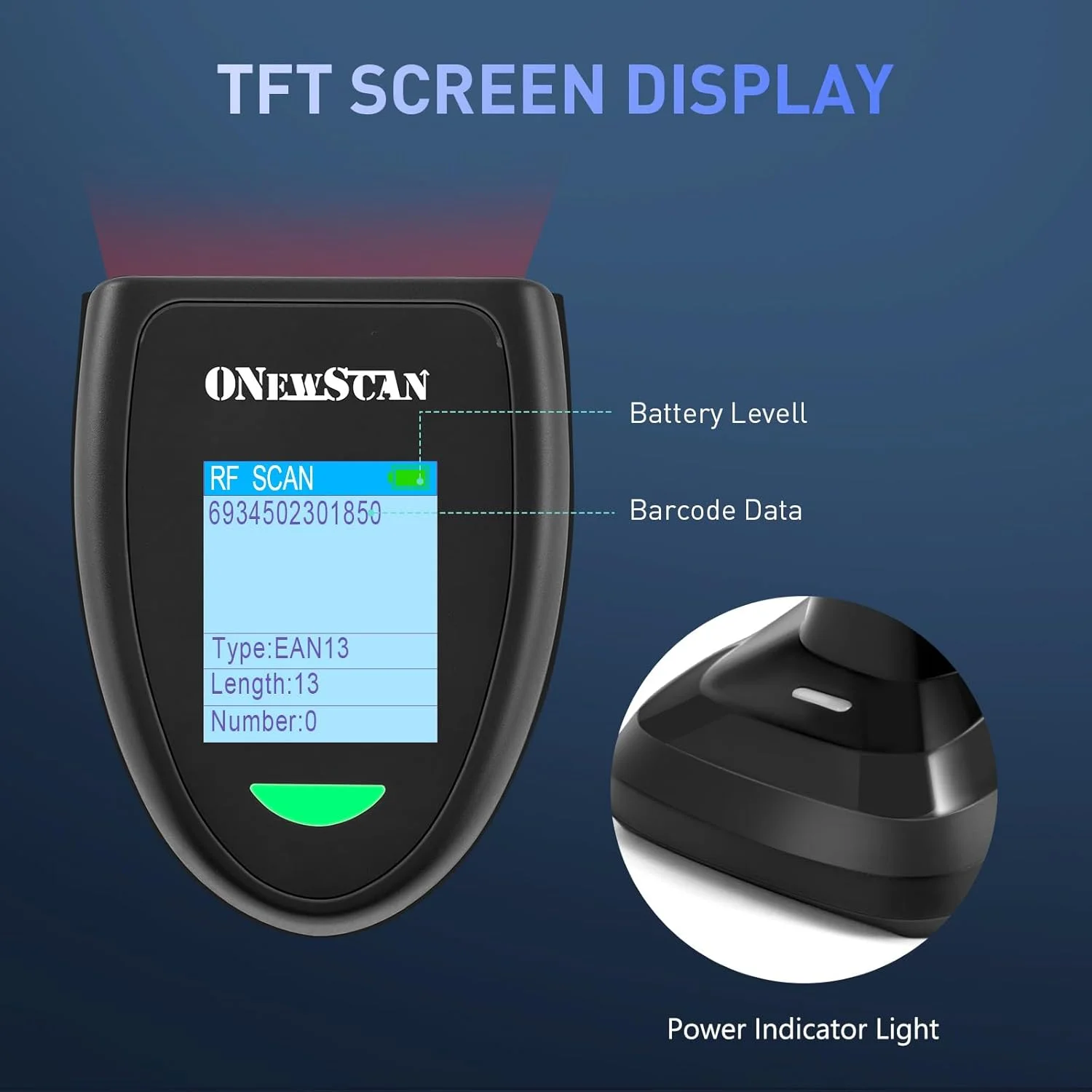 بارکد اسکنر بی سیم 1D، بارکد خوان ONEWSCAN با پایه شارژ هوشمند، اتصال بی سیم 2.4G و USB سیمی، اتصال آسان و سریع، اسکنر بارکد دستی با صفحه نمایش بارکد اسکنر بی سیم 1D، بارکد خوان ONEWSCAN با پایه شارژ هوشمند، اتصال بی سیم 2.4G و USB سیمی، اتصال آسان و سریع، اسکنر بارکد دستی با صفحه نمایش