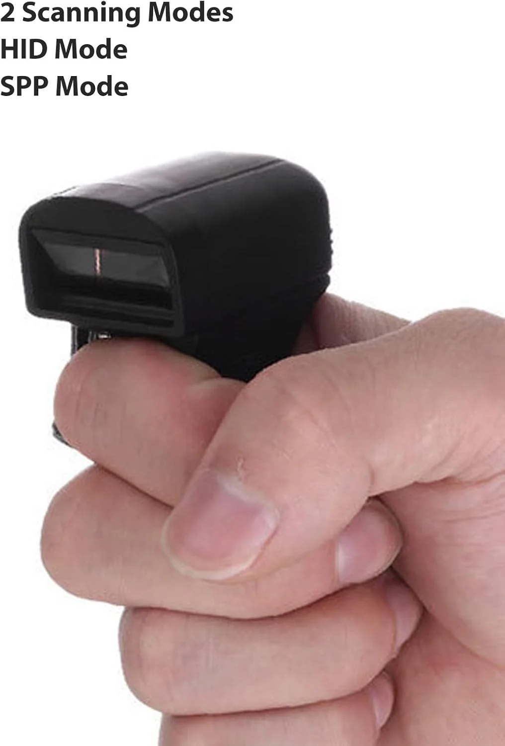 اسکنر بارکد انگشتی 1D 2D بی سیم CCD با باتری داخلی، حافظه بزرگ و عملکرد چندگانه سازگار با iOS، اندروید و ویندوز