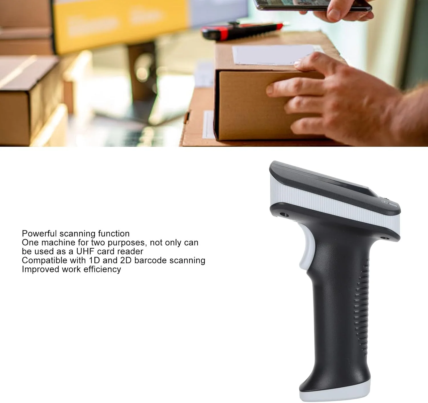 اسکنر بارکد QR دستی، UHF 2.4G سیمی USB 3 حالته CMOS جهانی با سرعت بالا، برای انبار، کتابخانه، داروخانه، سوپرمارکت، فروشگاه اسکنر بارکد QR دستی، UHF 2.4G سیمی USB 3 حالته CMOS جهانی با سرعت بالا، برای انبار، کتابخانه، داروخانه، سوپرمارکت، فروشگاه