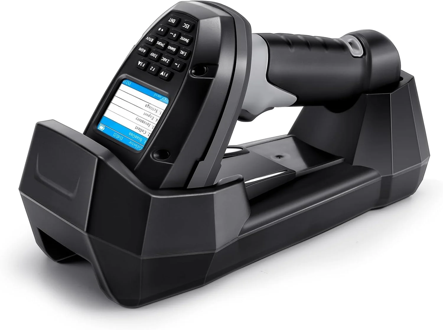 اسکنر بارکد بی‌سیم 1D 2D onewscan، اسکنر قابل حمل انبار با پایه شارژ، جمع‌آورنده داده، بارکد خوان، ترمینال داده، اتصال بی‌سیم 2.4G و USB، اسکنر بارکد با صفحه نمایش LCD 2.2 اینچی