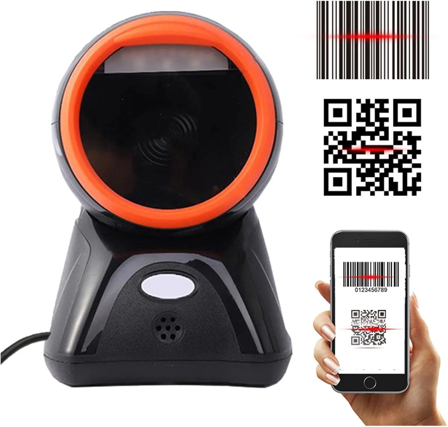 اسکنر بارکد GZDZHP، اسکنر بارکد رومیزی USB، اسکنر بارکد چند جهته 1D 2D QR، بارکد خوان رومیزی برای فروشگاه های سوپرمارکت