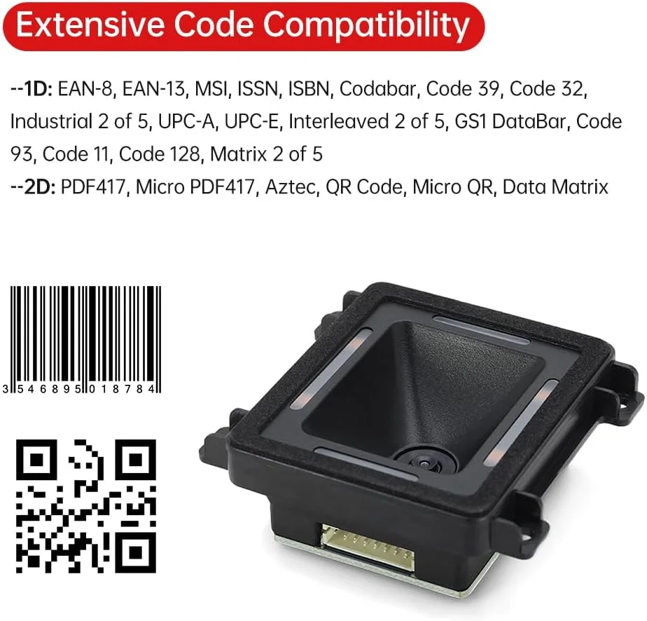 ماژول اسکنر بارکد توکار، القای خودکار، اسکن خودکار بارکد 1D 2D QR، پشتیبانی از اتصال پورت RS 232 TTL USB برای دستگاه گیت، بررسی بلیط، پرداخت موبایلی ماژول اسکنر بارکد توکار، القای خودکار، اسکن خودکار بارکد 1D 2D QR، پشتیبانی از اتصال پورت RS 232 TTL USB برای دستگاه گیت، بررسی بلیط، پرداخت موبایلی