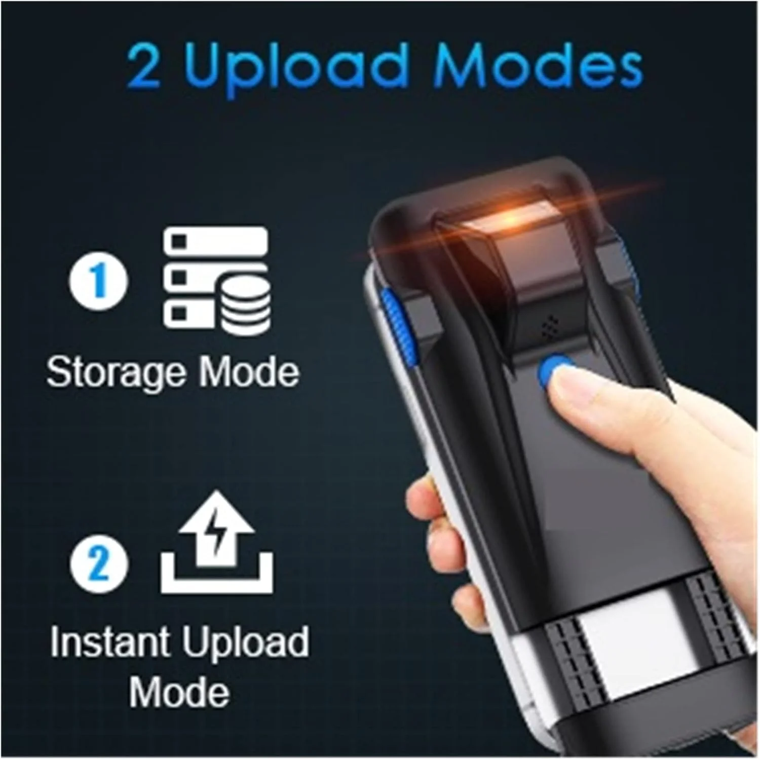 اسکنر بارکد ERTUUYD، اسکنر بارکد دوبعدی، اسکنر گیره پشتی موبایل، اسکنر قابل حمل 3 در 1 USB و بی سیم قابل شارژ