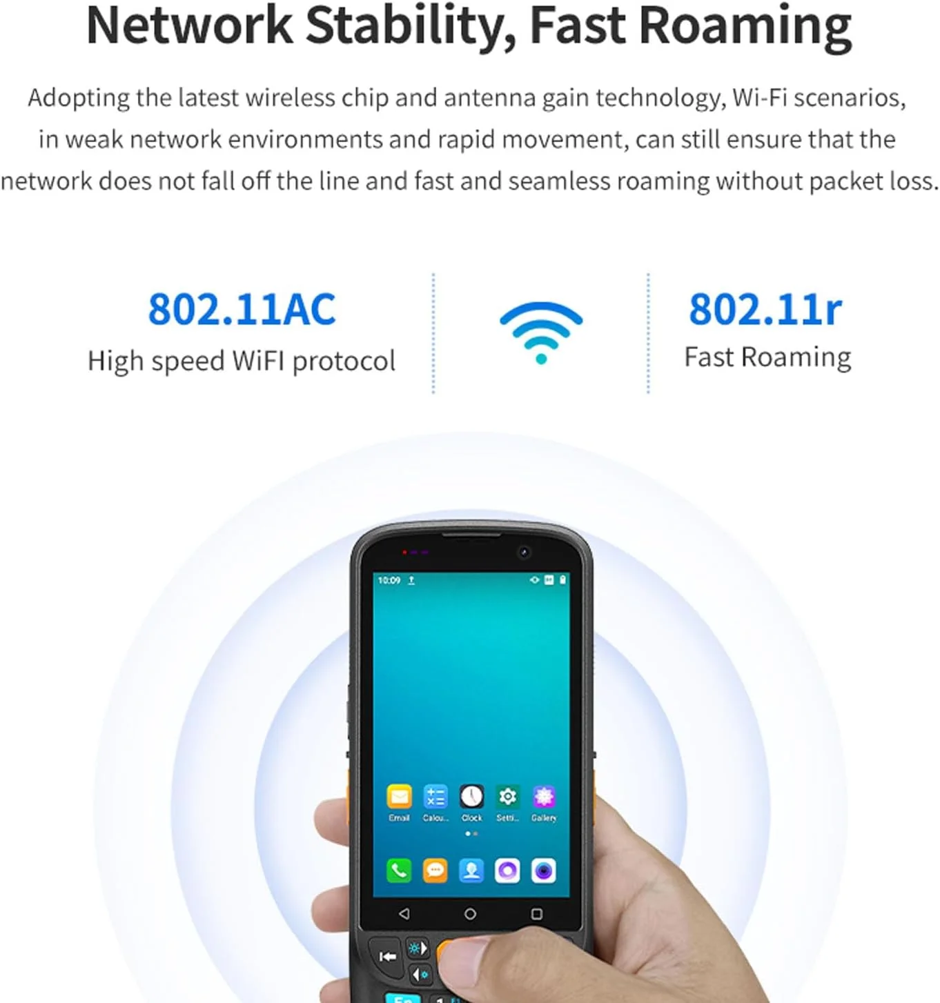 اسکنر بارکد دستی کامپیوتر موبایل، اسکنر PDA صفحه لمسی 4 اینچی با موتور اسکن بارکد 1D/2D، 4G LTE، LAN و WiFi، برای لجستیک انبار اسکنر بارکد دستی کامپیوتر موبایل، اسکنر PDA صفحه لمسی 4 اینچی با موتور اسکن بارکد 1D/2D، 4G LTE، LAN و WiFi، برای لجستیک انبار