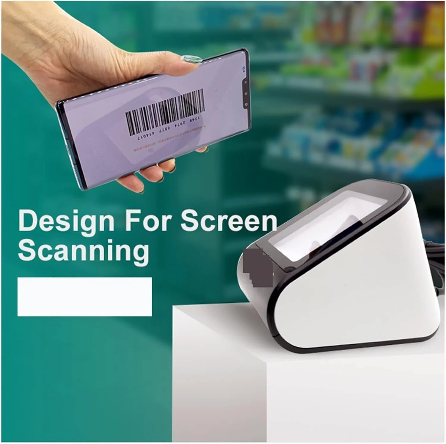 بارکد اسکنر QR کد خوان پرداخت موبایلی رومیزی با القای خودکار دارای پورت USB برای اسکن صفحه گوشی Zeenyi