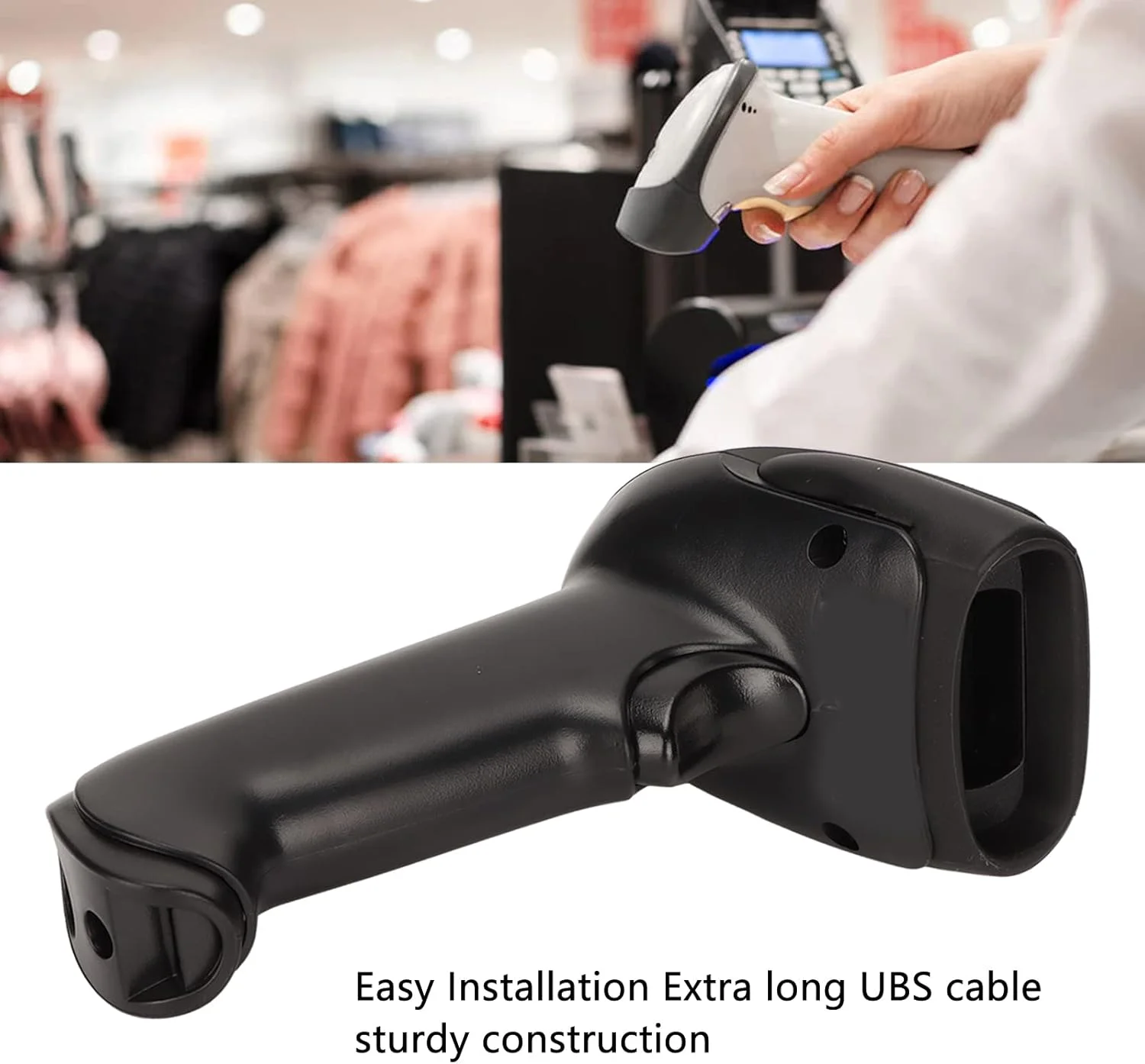 اسکنر بارکد 1D 2D، اسکنر بارکد 1D USB دستی، اسکنر بارکد سیمی ارگونومیک برای انبارداری لجستیک خرده فروشی تجاری