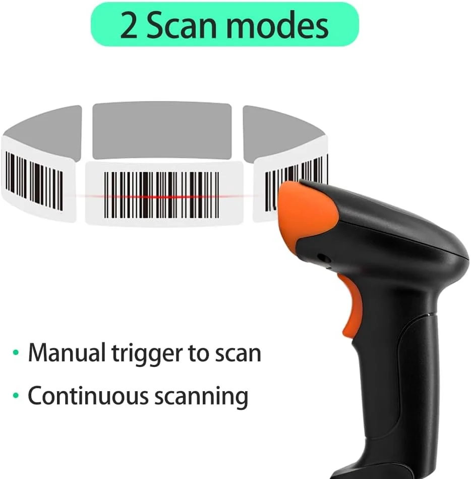 اسکنر بارکد دستی 1D 2D QR با سیم USB، بارکد خوان دستی با اسکن مداوم، سنسور تصویر CMOS، پشتیبانی از صفحه نمایش کاغذی PDF417 سازگار با سیستم عامل ویندوز، اندروید، MacOS، لینوکس