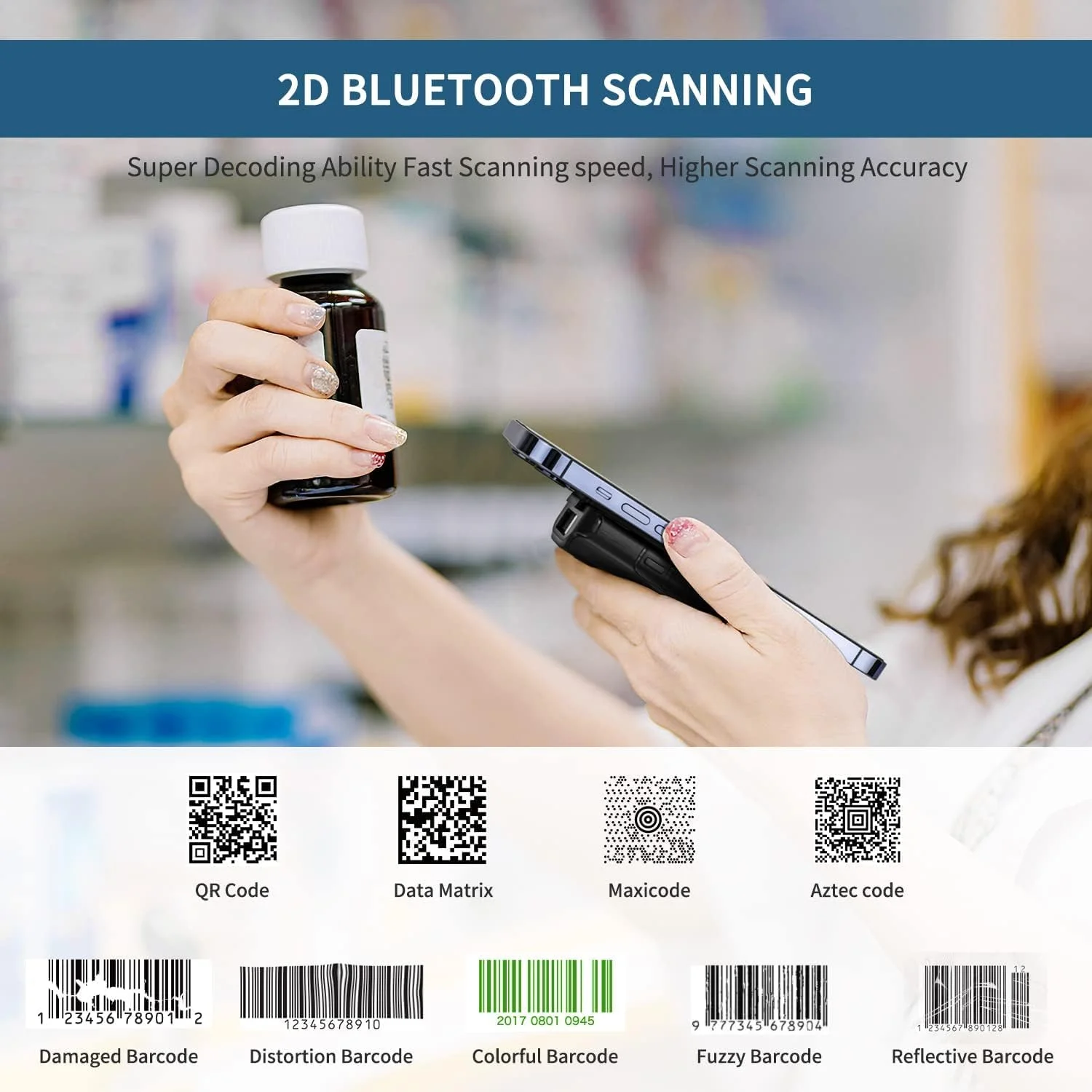 اسکنر بارکد دوبعدی بلوتوثی KASTWAVE مدل E800، اسکنر بارکد QR قابل حمل کوچک 3 در 1، اسکن تفنگی بیسیم خودکار با گیره پشتی، مناسب برای انبارداری، سیستم POS، سازگار با تبلت، iOS، اندروید، ویندوز و MacOS اسکنر بارکد دوبعدی بلوتوثی KASTWAVE مدل E800، اسکنر بارکد QR قابل حمل کوچک 3 در 1، اسکن تفنگی بیسیم خودکار با گیره پشتی، مناسب برای انبارداری، سیستم POS، سازگار با تبلت، iOS، اندروید، ویندوز و MacOS