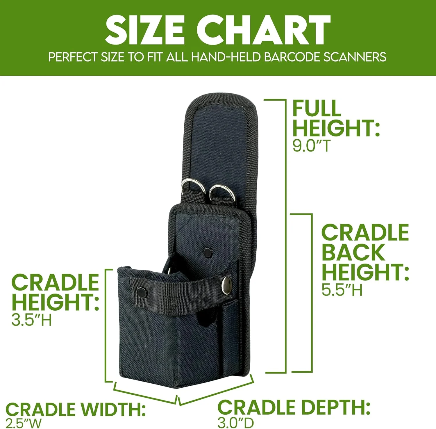 هولستر بی سیم اسکنر e-Holster (کوچک) | کیف نایلونی بالستیک برای اسکنر بارکد 1D و 2D | گیره کمربند، حلقه کمربند، بند شانه | مناسب برای اسکنر زبرا DS2208/8108/8100/4600/2200
