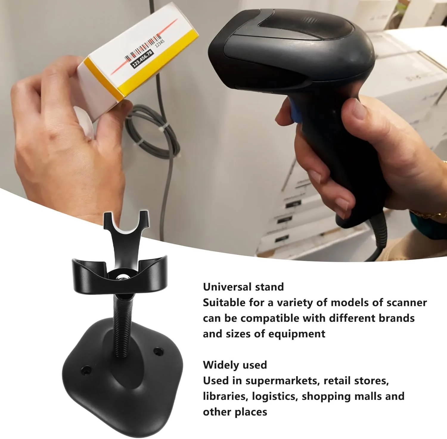 پایه اسکنر بارکد جهانی، نگهدارنده محکم اسکنر بارکد، نصب آسان و راحت برای فروشگاه های خرده فروشی و کتابخانه ها پایه اسکنر بارکد جهانی، نگهدارنده محکم اسکنر بارکد، نصب آسان و راحت برای فروشگاه های خرده فروشی و کتابخانه ها