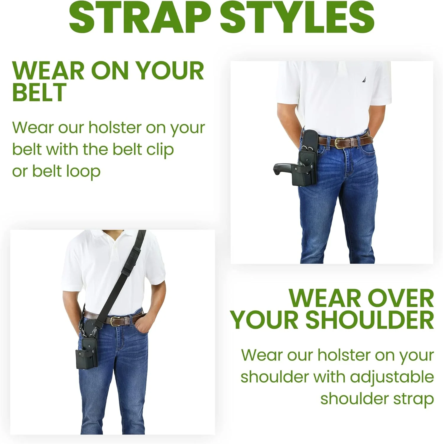 هولستر بی سیم اسکنر e-Holster (کوچک) | کیف نایلونی بالستیک برای اسکنر بارکد 1D و 2D | گیره کمربند، حلقه کمربند، بند شانه | مناسب برای اسکنر زبرا DS2208/8108/8100/4600/2200