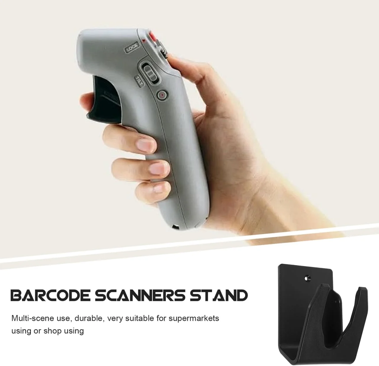 TEHAUX 1 ست نگهدارنده اسکنر برای اسکنر بارکد، آویز اسکنر، نگهدارنده دیواری اسکنر، پایه نگهدارنده اسکنر بارکد برای اسکنر نماد، نگهدارنده اسکنر دستی پلاستیکی