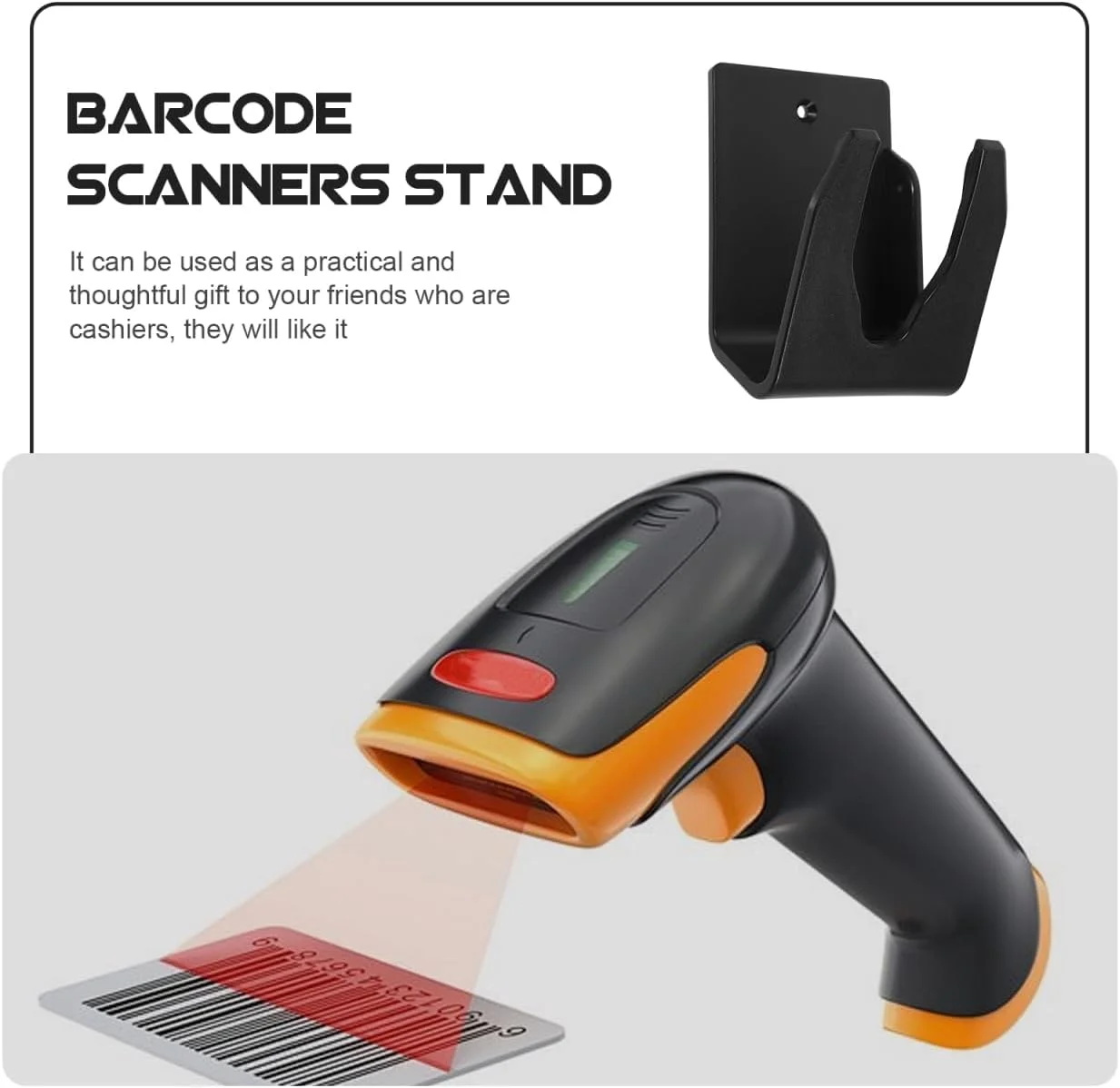 TEHAUX 1 ست نگهدارنده اسکنر برای اسکنر بارکد، آویز اسکنر، نگهدارنده دیواری اسکنر، پایه نگهدارنده اسکنر بارکد برای اسکنر نماد، نگهدارنده اسکنر دستی پلاستیکی