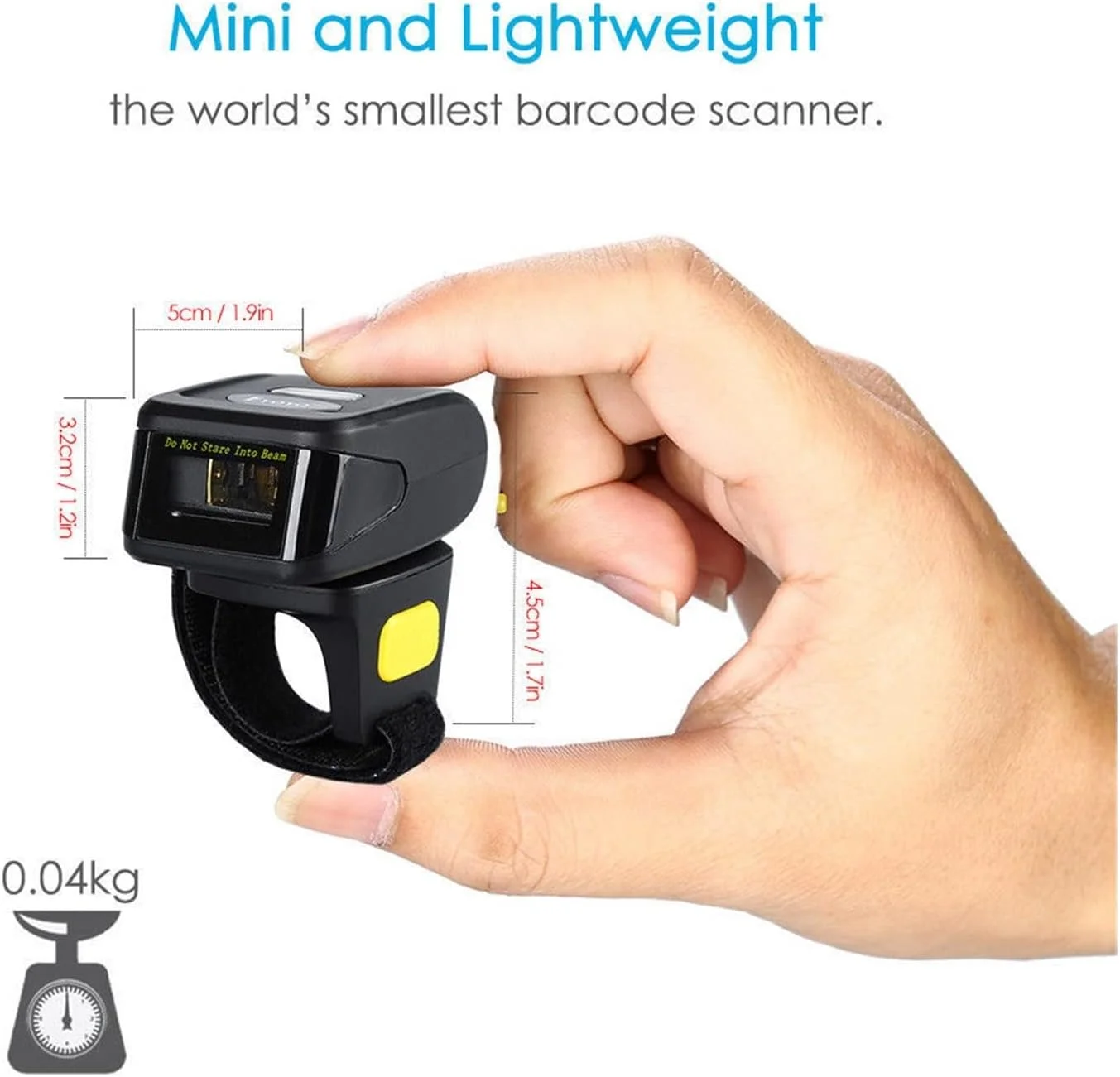 اسکنر بارکد دستی RTYUTT، اسکنر بارکد انگشتی مینی بی سیم بلوتوثی، اسکنر بارکد 1D، اسکنر 2D (اسکنر 1D)