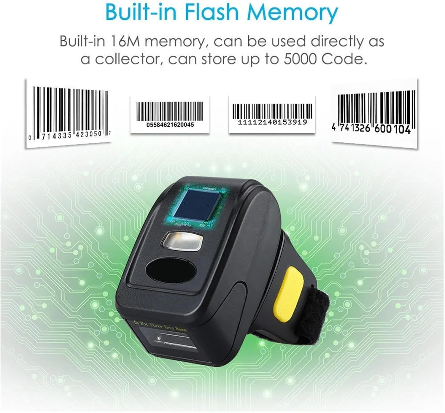 اسکنر بارکد دستی RTYUTT، اسکنر بارکد انگشتی مینی بی سیم بلوتوثی، اسکنر بارکد 1D، اسکنر 2D (اسکنر 1D)