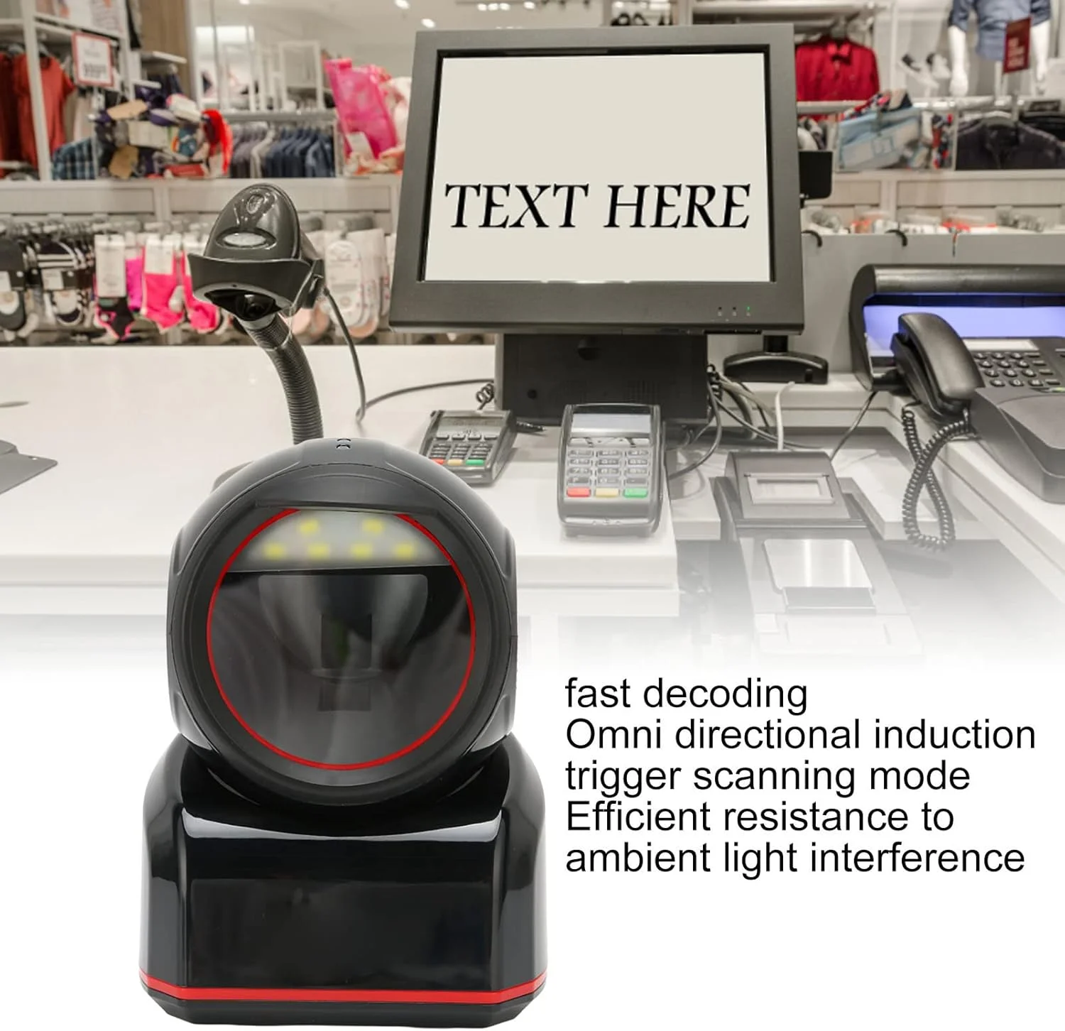 اسکنر بارکد Elprico، اسکنر بارکد 1D-2D USB تشخیص همه جهته 617 NM LED، بارکد خوان رومیزی QR برای صفحه نمایش تلفن و کامپیوتر (مشکی) اسکنر بارکد Elprico، اسکنر بارکد 1D-2D USB تشخیص همه جهته 617 NM LED، بارکد خوان رومیزی QR برای صفحه نمایش تلفن و کامپیوتر (مشکی)