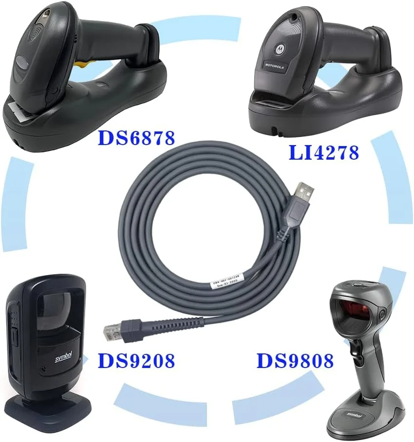 کابل USB اسکنر بارکد VOTTAN LS2208/A LI2208 LS4278 STB4278 LI4278 USB به RJ45 برای سیمبل زبرا موتورولا (2 متری / 6 فوت پورت USB تخت)