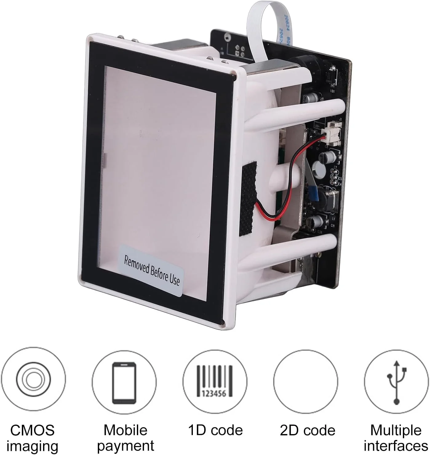 اسکنر بارکد توکار Eujgoov، دقت تشخیص بالا، طراحی فشرده، پشتیبانی از چند زبان، قابلیت استفاده جهانی، برای کنترل دسترسی، خطوط مونتاژ، گیت های گردان با رابط USB