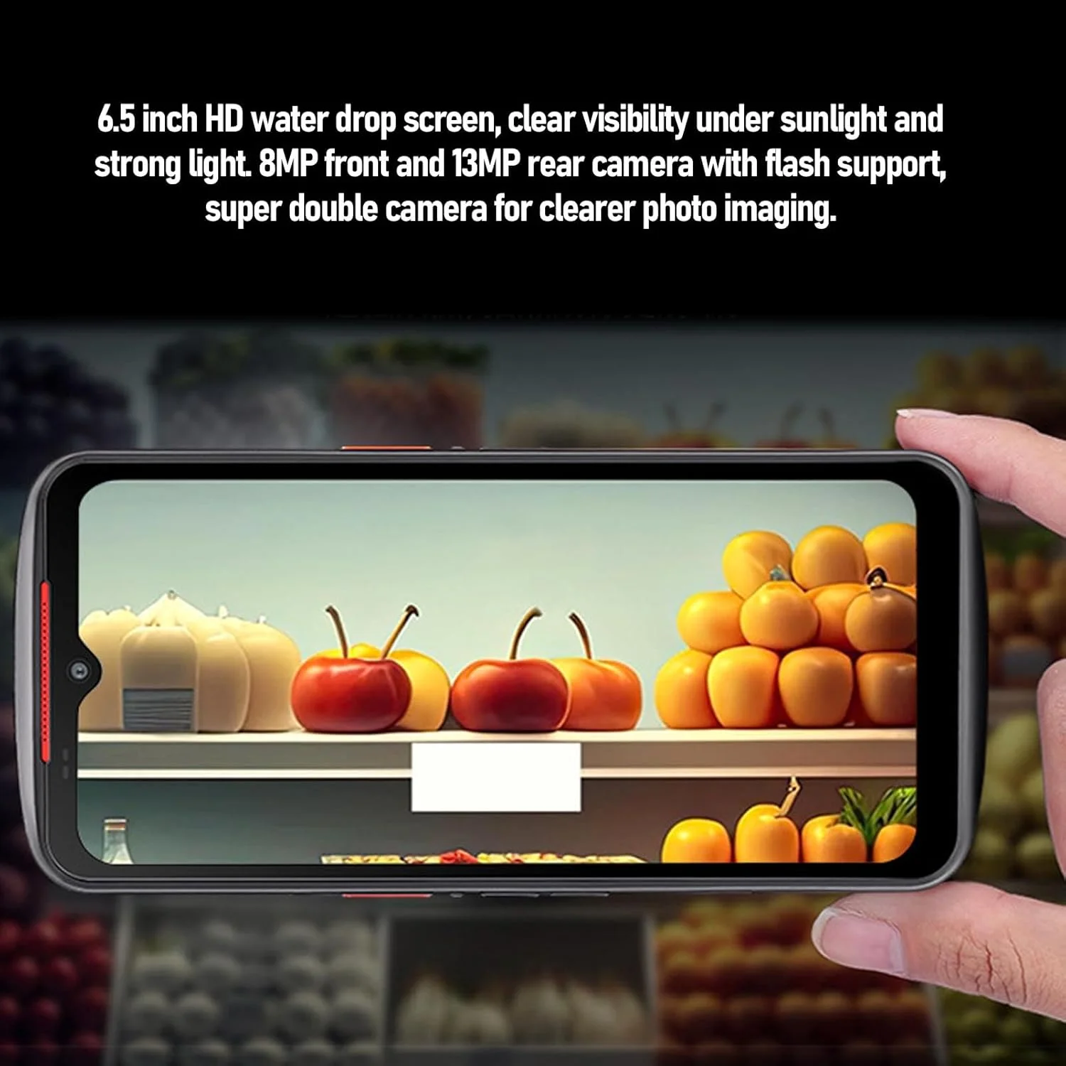 بارکد خوان Cryfokt، دوربین جلو 8 مگاپیکسل، دوربین عقب 13 مگاپیکسل - WLAN 6 - اتصال 6.5 اینچی صفحه نمایش اسکنر بارکد دستی چند منظوره برای مدیریت انبار