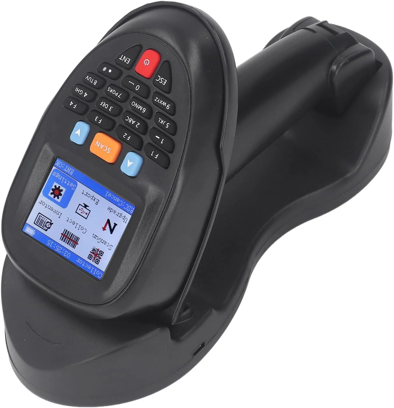 اسکنر بارکد بریلوکسا، بارکد خوان بی سیم 1D 2.4 گیگاهرتز با پایه شارژ USB و تشخیص اسکن، اسکنر موجودی دستی، جمع کننده داده قابل حمل