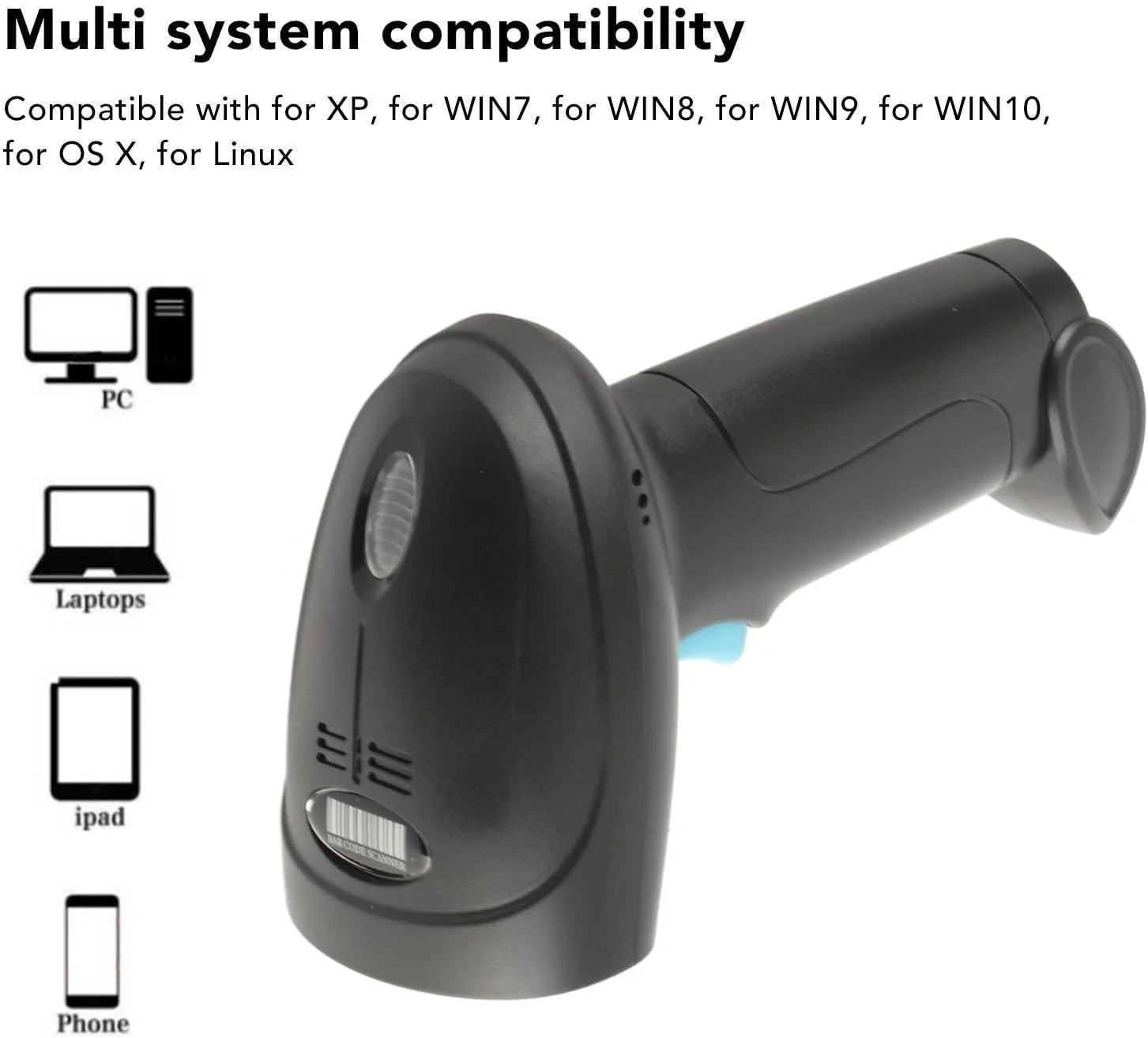 اسکنر بارکد بی سیم 1D 2D Luocute، اسکن دستی هوشمند صوتی 2.4G برای انبار فروشگاه با باتری داخلی، بارکد خوان بی سیم 1D 2D برای انبار فروشگاه