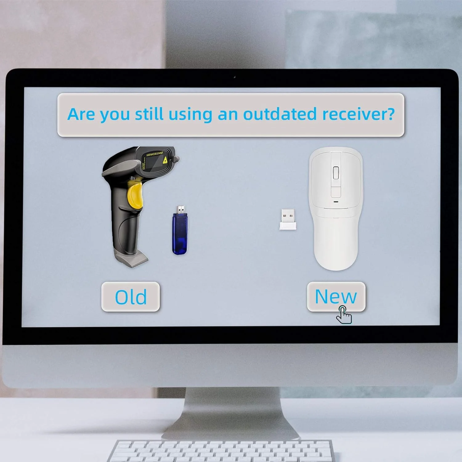 اسکنر بارکد THARO، اسکنر ماوس بی سیم، اسکنر بارکد بی سیم M3 2D، خواندن کدهای 1D و 2D با عملکردهای ماوس (سفید)