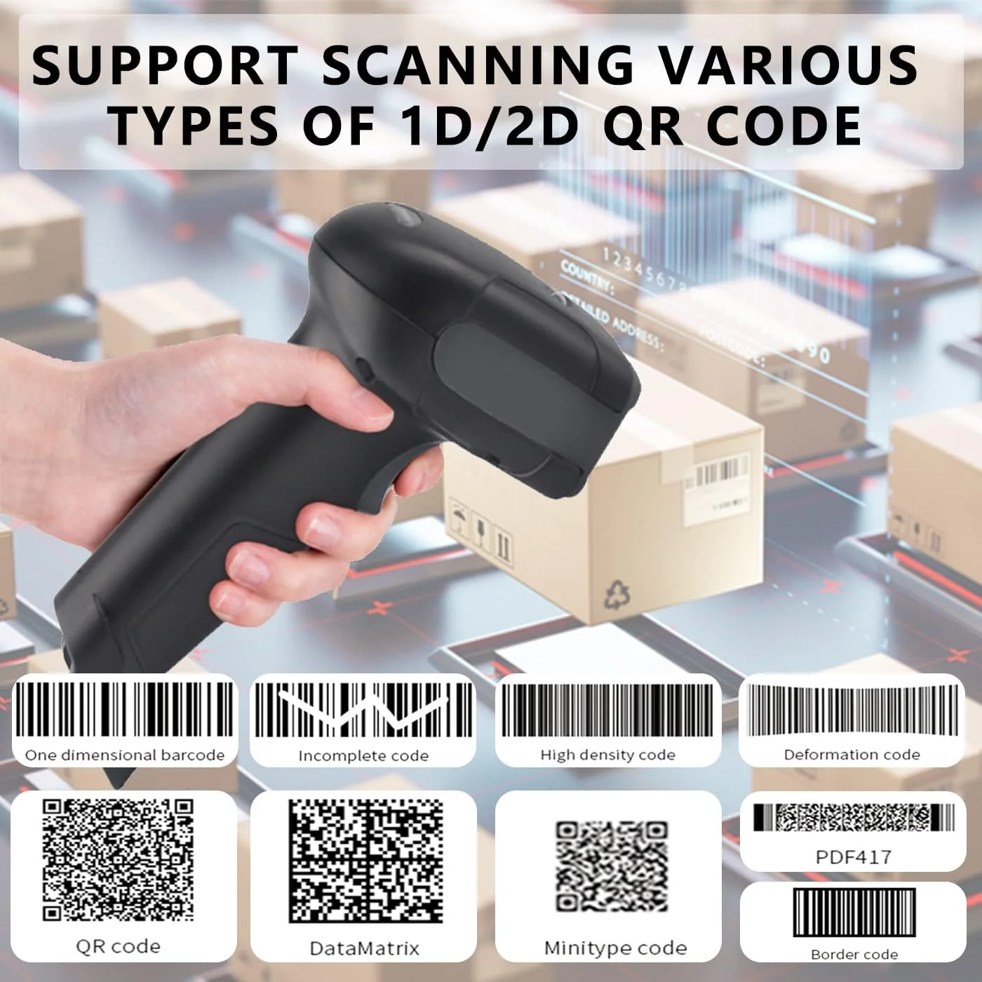 اسکنر بارکد سیمی دو بعدی LENVII F510، اسکنر کد QR دستی، بارکد USB